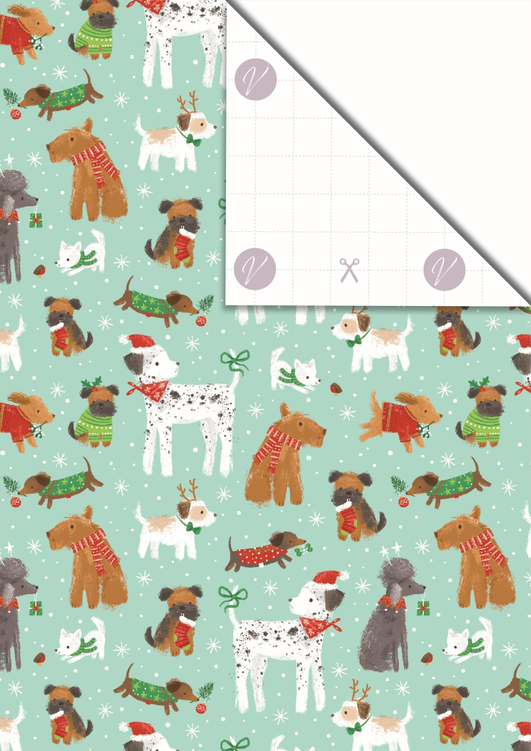 RUSPEPA Dog Christmas Wrapping Paper Roll, Mini Roll, Merry Woof, Dogs