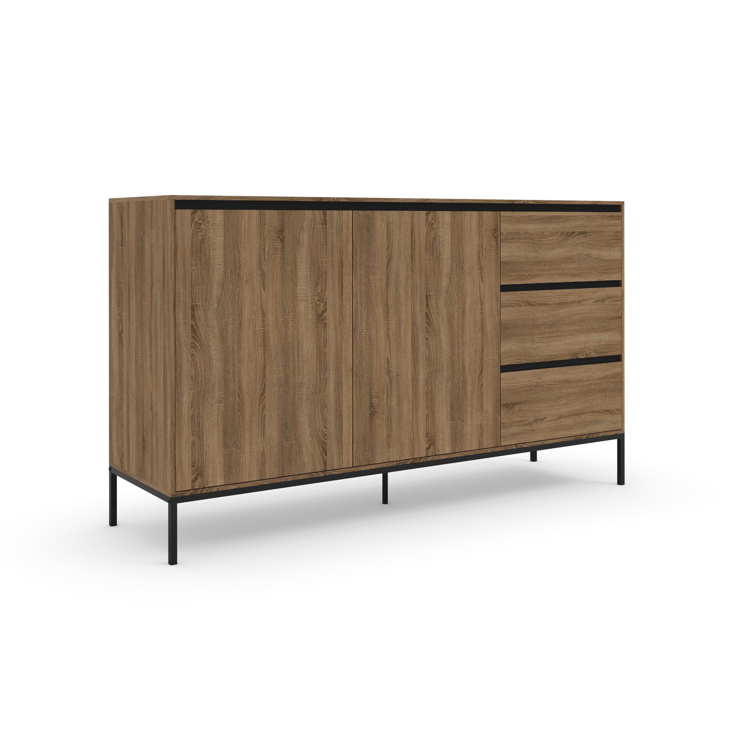 B&Q -  Home Bari Sideboard With 2 Doors / 3 Drawers In Oak Look