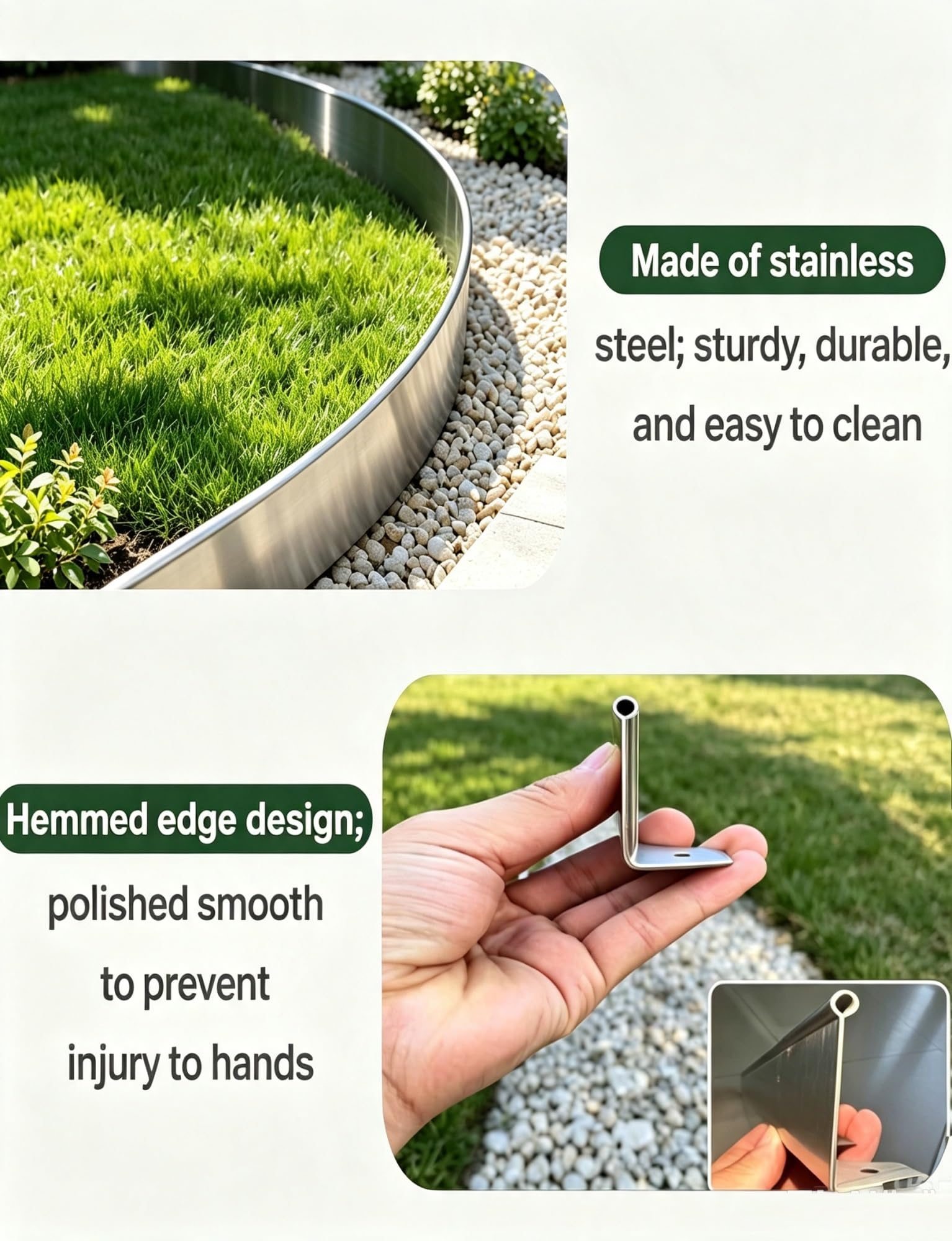 Bordure De Jardin Flexible en Acier Inoxydable for L'aménagement Paysager(W5xh15cm/2x5.9in)