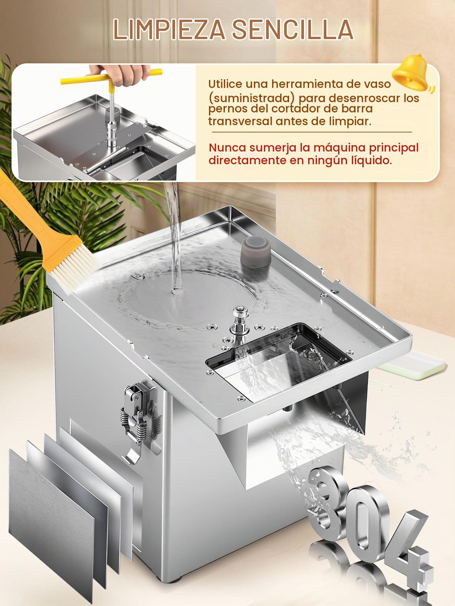 NEWTRY Cortadora verduras eléctrica 200W 3-en-1 Gastro Acero corte | Motor potente, 150kg/h, corte en dados, rallador, alta eficiencia, duradero, versátil para restaurantes, cantinas, catering