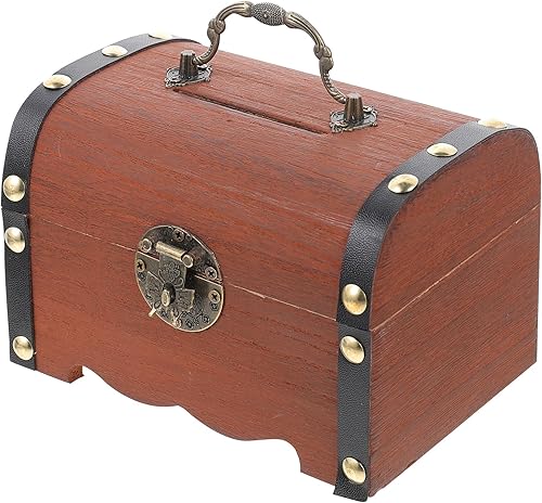 Vaguelly Alcancías para adultos y niños, caja de almacenamiento de cofre del tesoro pirata, caja de almacenamiento con bloqueo, caja de dinero con
