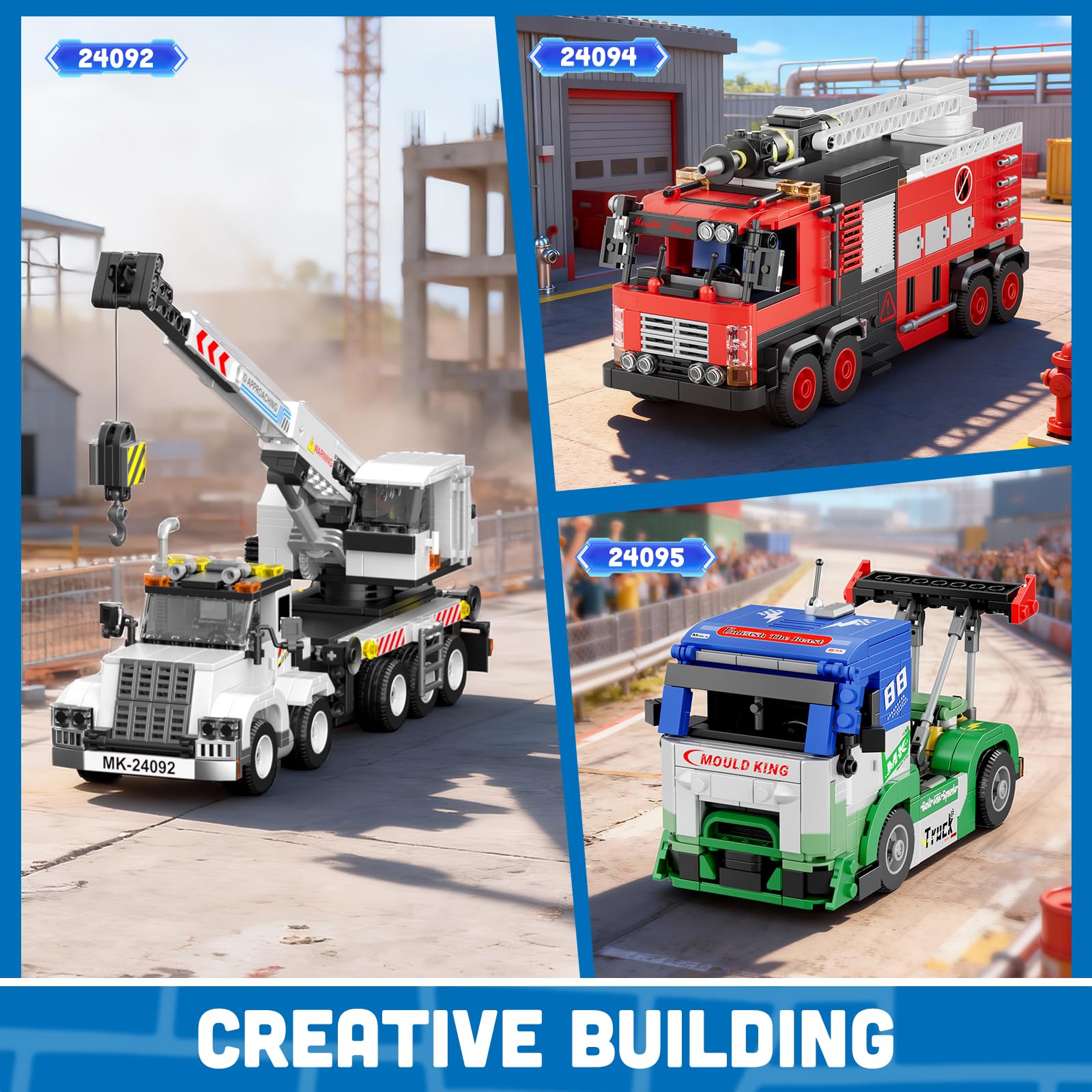 Mould King City 24092 Blocs de construction de grue mécanique - Version statique - Grue de construction - Blocs de serrage - Camion de grue - Jouet - Cadeau pour enfants à partir de 8 ans (670 pièces)