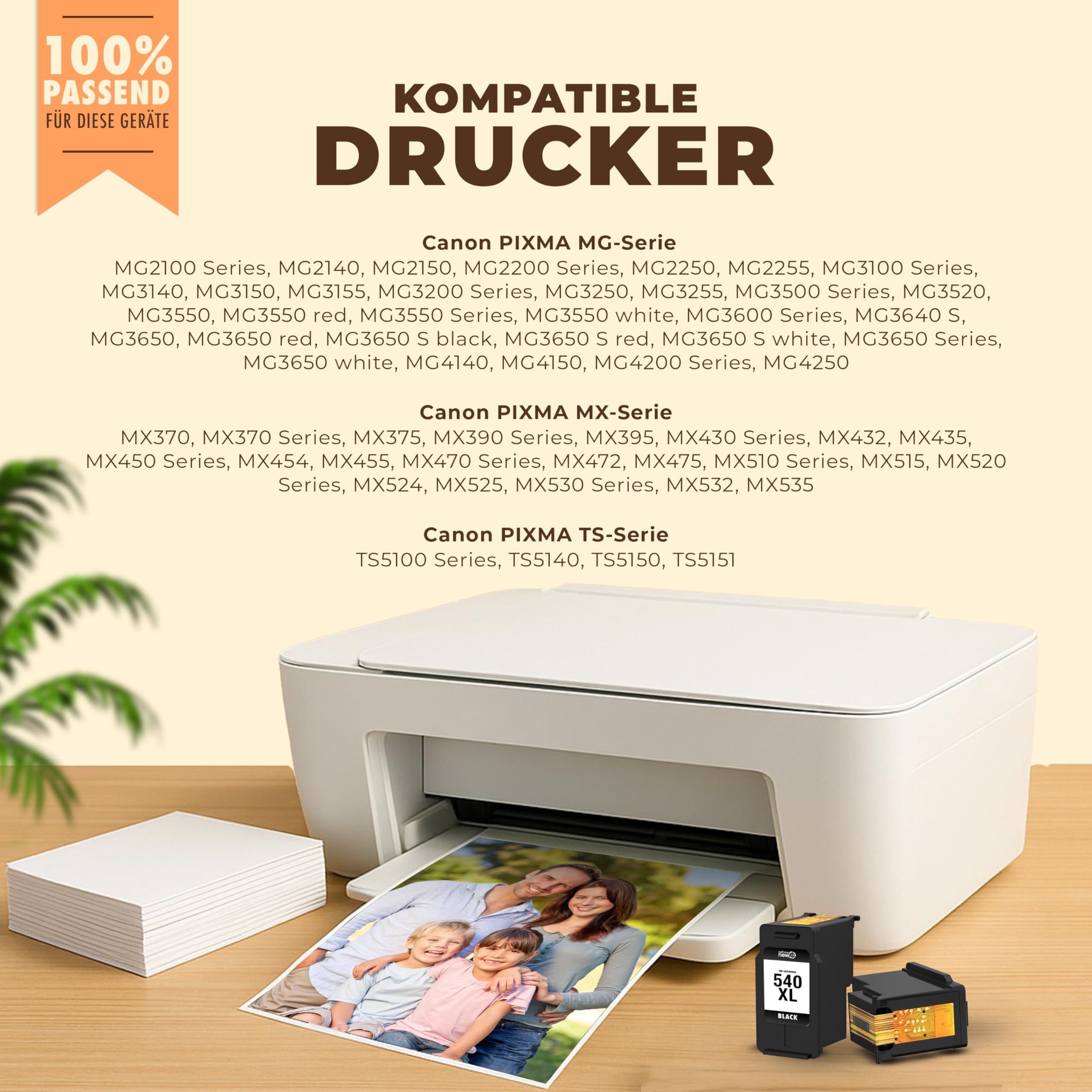 540XL & 541XL wkłady do drukarki – kompatybilne z kartridżami do drukarek Canon 540 541 (PG-540XL czarny i CL-541XL), zasięg XL, inteligentny chip, zamiennik do Canon 540 XL i PG540 – 3