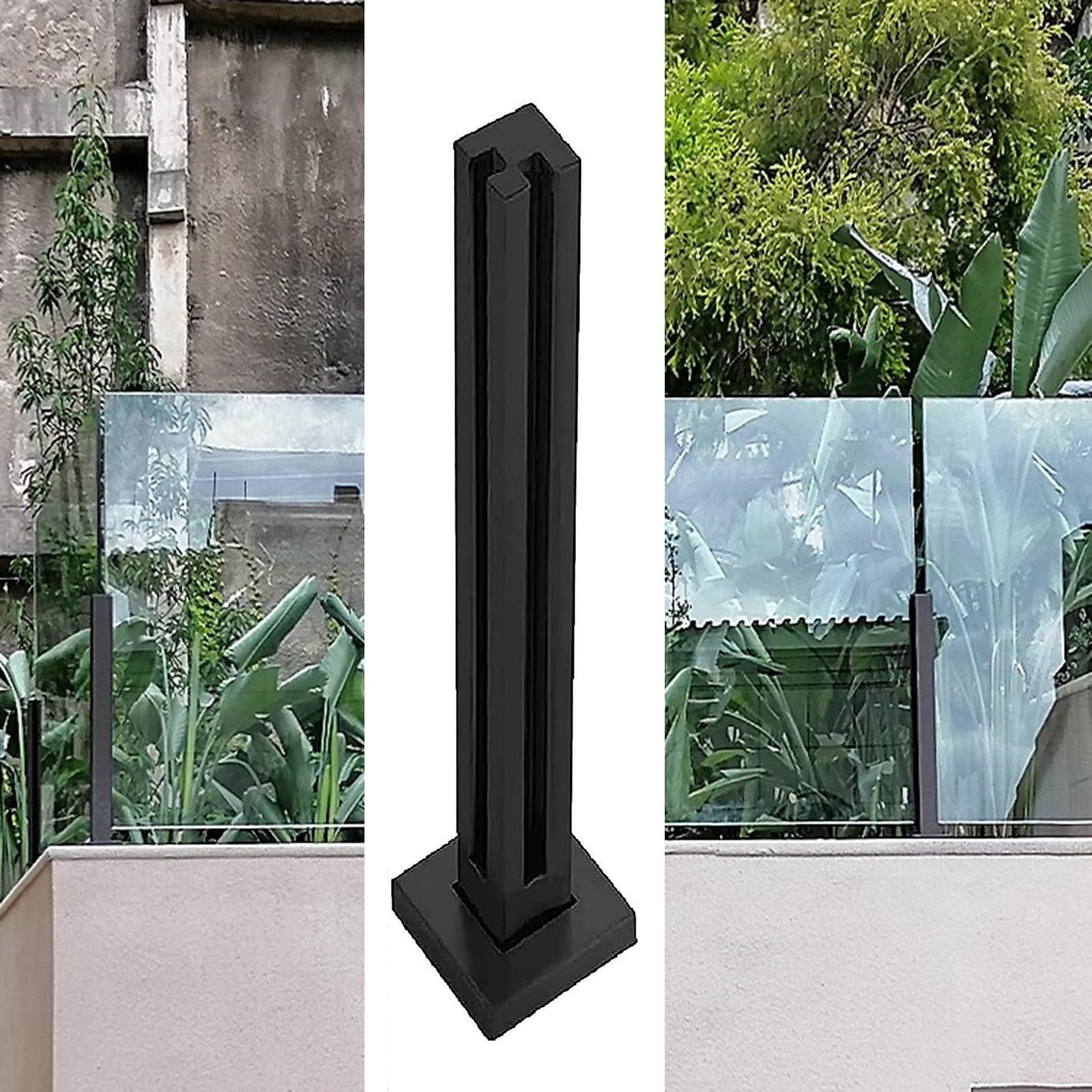 Genérico Kit de Postes Cuadrados de Acero Inoxidable para barandillas de terrazas y porches - Sistema de Paneles de Vidrio de 140 cm (55,1 Pulgadas), Poste de Esquina para escalones y Puertas, Cerca