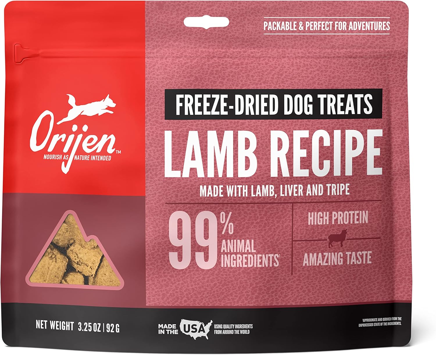 ORIJEN Freeze Dried Lamb Recipe Dog Treats, WholePrey Ingredients, 3.25oz Pet