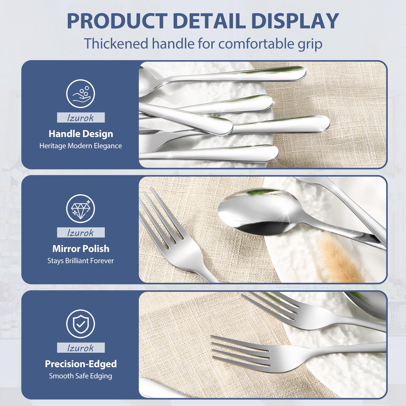 24-Piece Forks and Spoons Silverware Set,Spoons and Forks Food Grade Stainless Steel Flatware Cutlery Set for Home,Kitchen and Restaurant,Mirror Polished & Dishwasher Safe — Amazon image 3