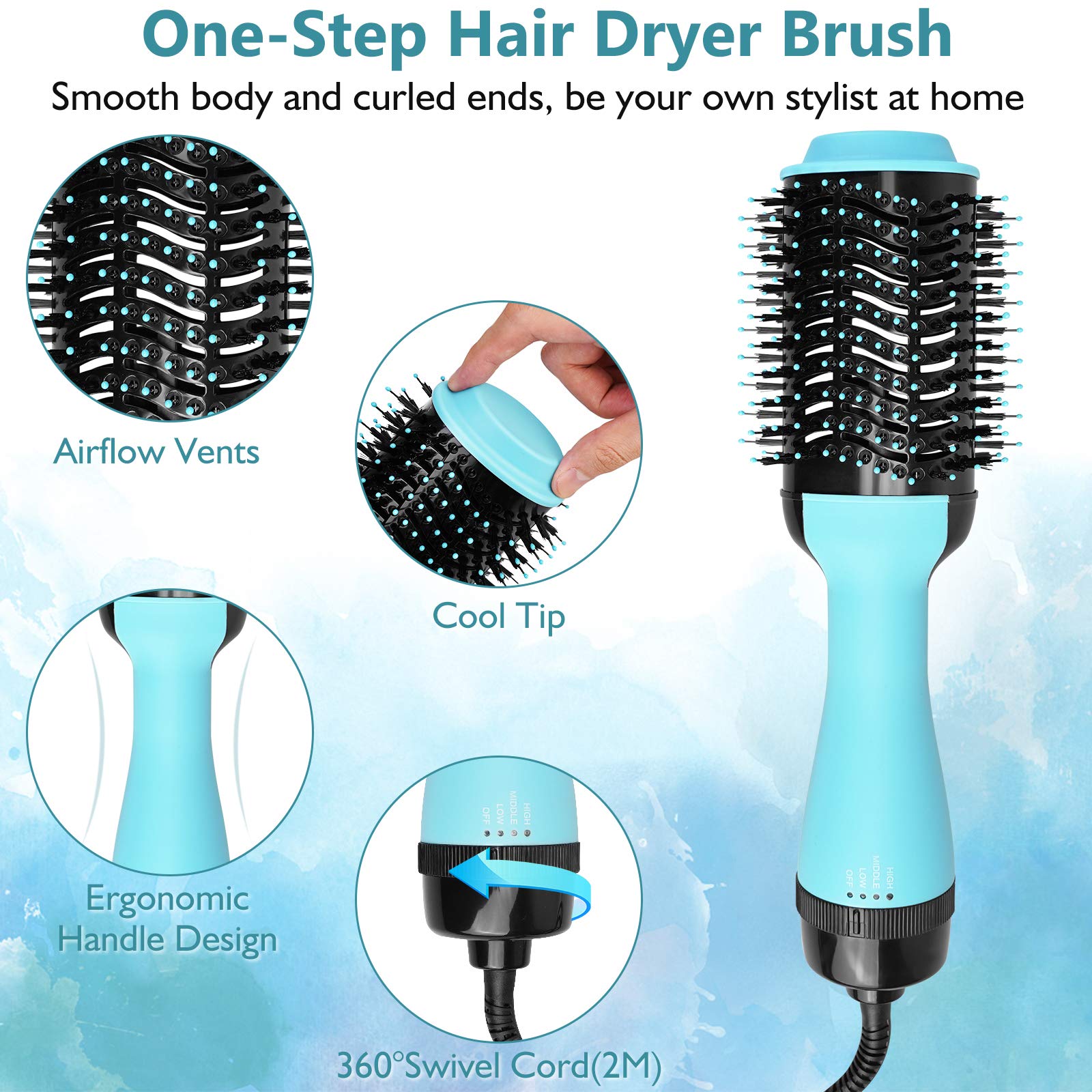 Hair Dryer Brush, HIPPIH Blow Dryer Brush, Hot Air Brush Styler and