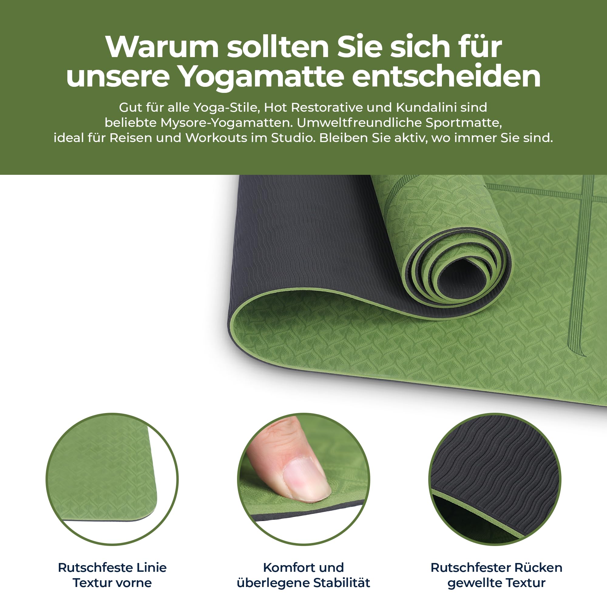 Habib Gruppe Set di 2 tappetini da yoga con bastoncini da yoga – Tappetino antiscivolo imbottito per fitness con cintura da yoga e borsa – Set di 2 blocchi da yoga per pilates, meditazione,