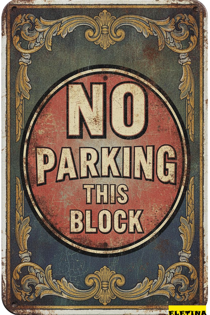 No Parking This Block Aluminum Vintage Street Caution Sign Yard Road Street Outdoor Driveway 8x12in