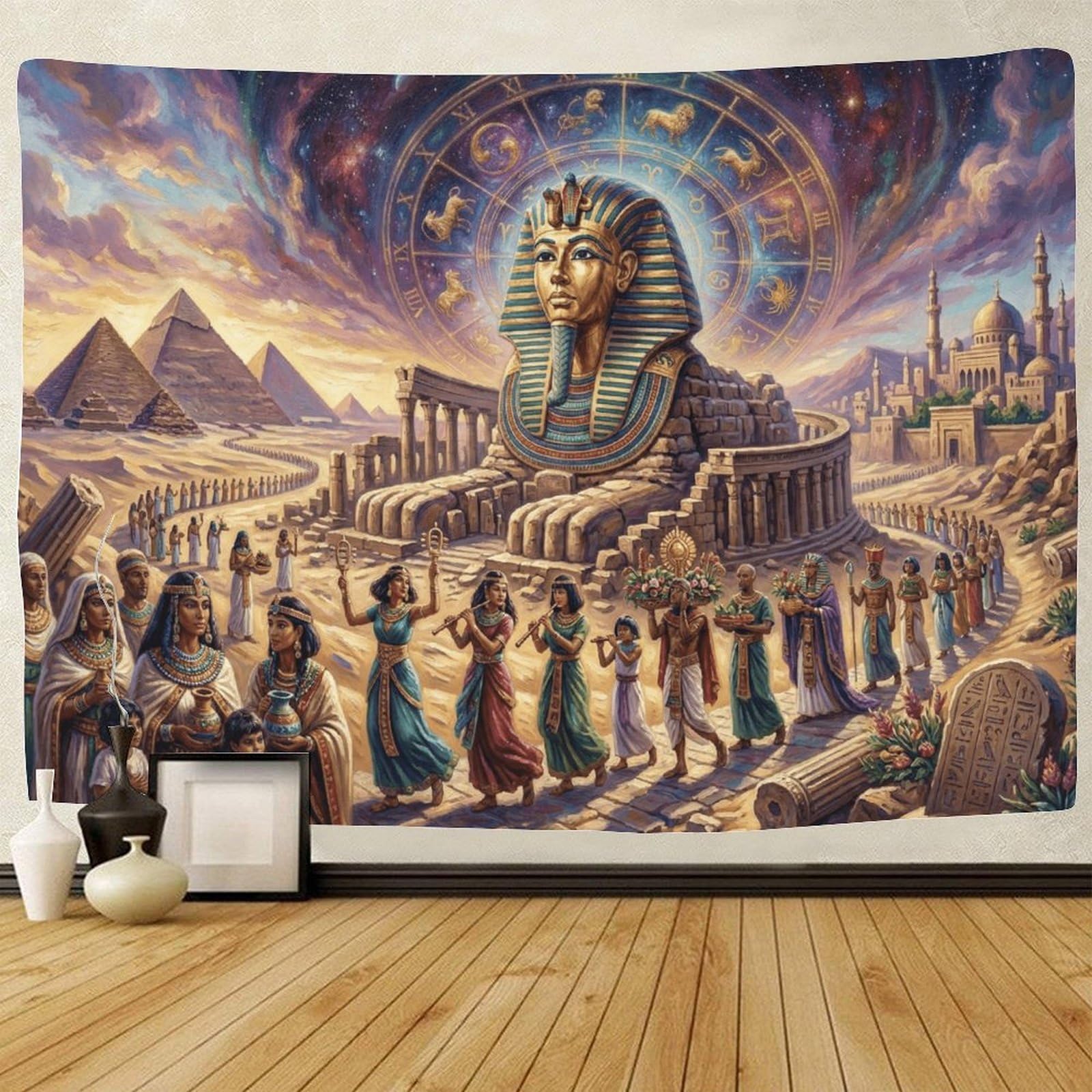 GPMNBCXZK Egyptian Pharaoh Wall Tapestry Egyptian Pyramids 3D Print Home Decor for Living Room Bedroom Dorm Room Wall Art 70cmx100cm