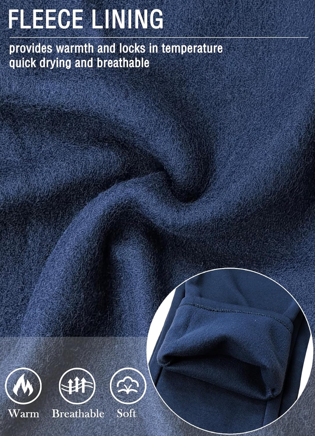 Mens Fleece Athletic Sweatpants Workout Relaxed Fit Drawstring Sweat Pants with Pockets - Image 4