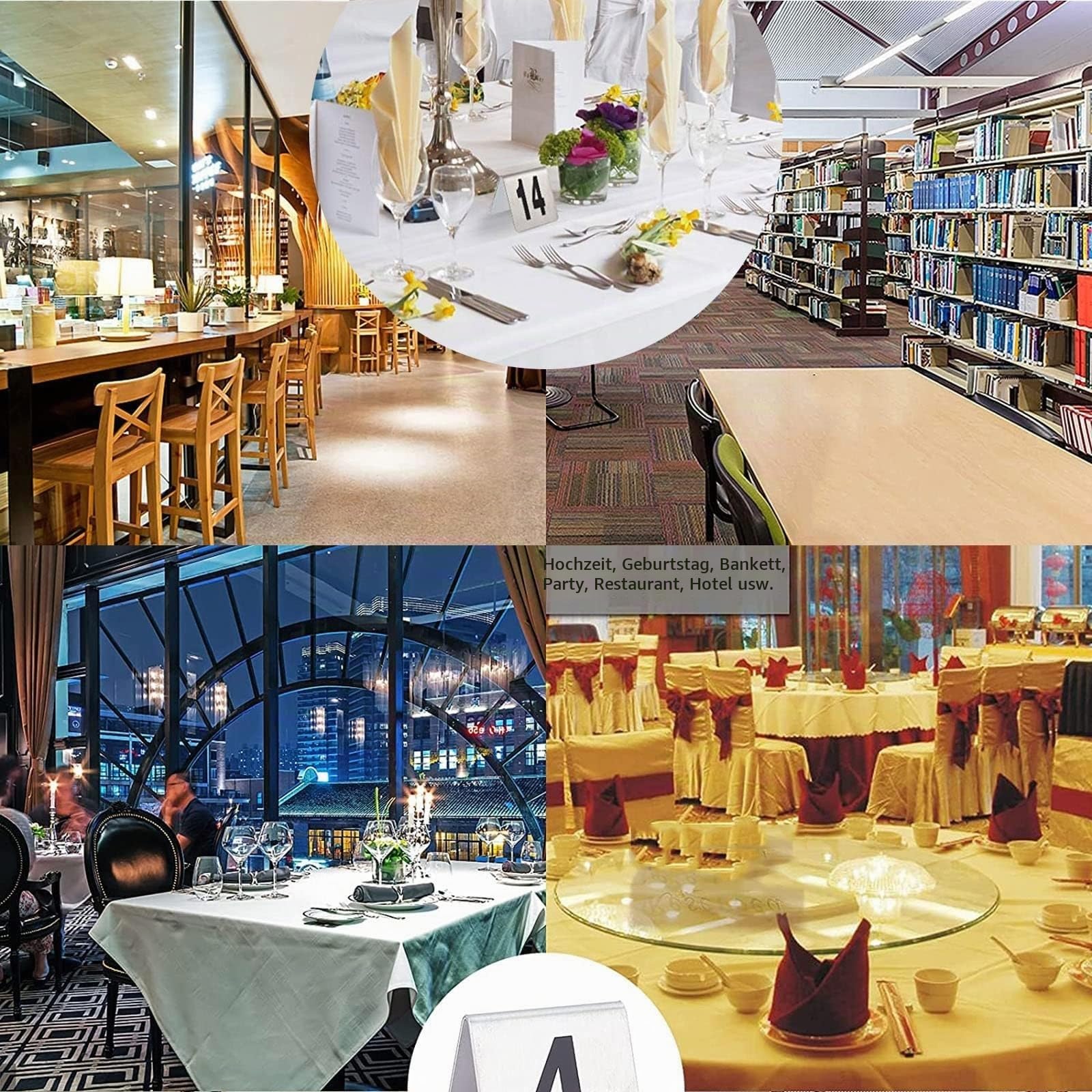 ROFBIHG Tischnummernschilder aus Edelstahl (1–10/25/50/100) für Restaurants, Tischnummernhalter für Tischnummern im Zeltstil für Hochzeiten, Restaurants, Cafés, Partys und Bankette(51-100 (5x4cm))