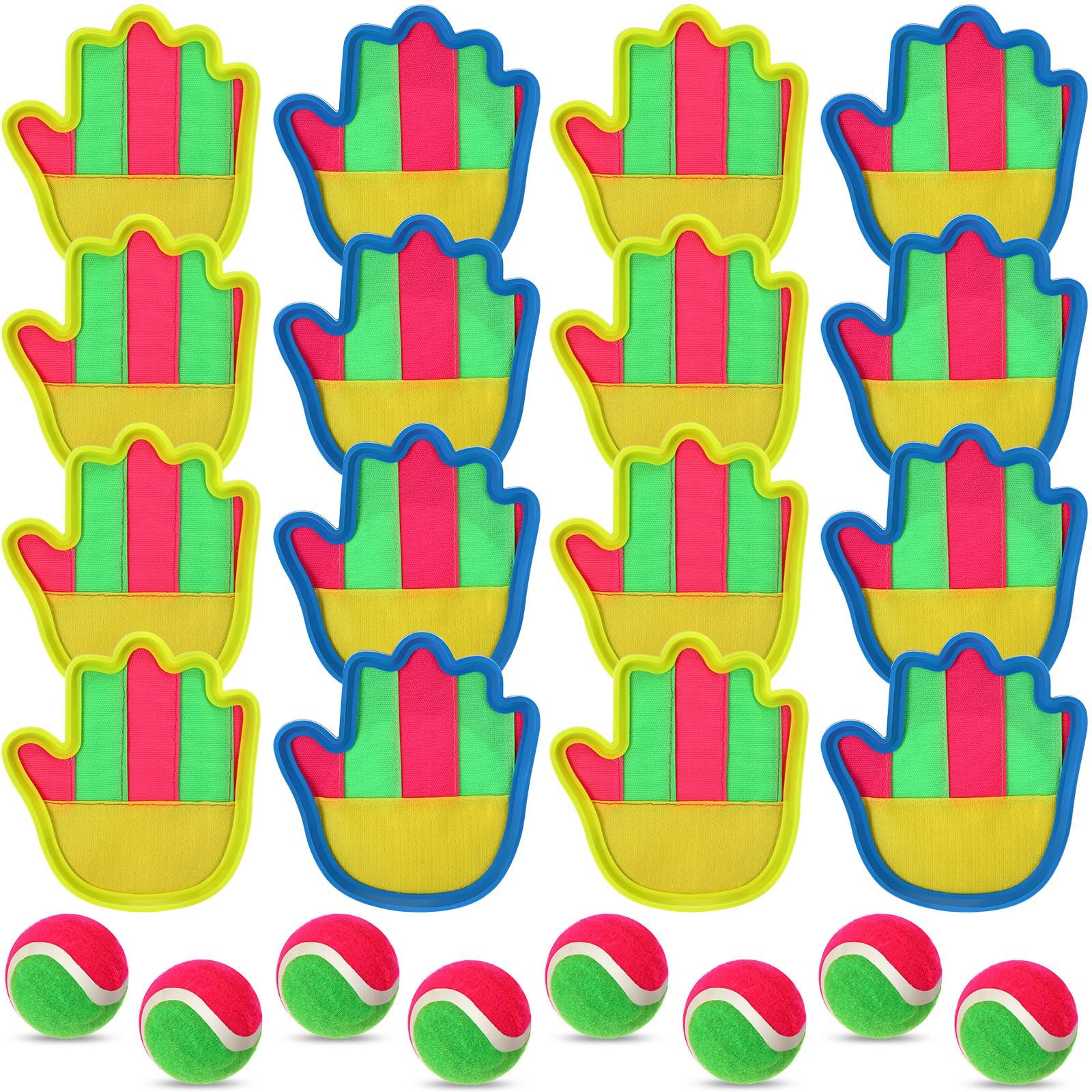 Photo 1 of Lenwen Toss and Catch Ball Set 16 Paddles 8 Balls Palm Shape Toss Outdoor Games Sticky Ball Catch Game Backyard Throw Sticky Set for Adults Family Outside Beach Toys Gifts