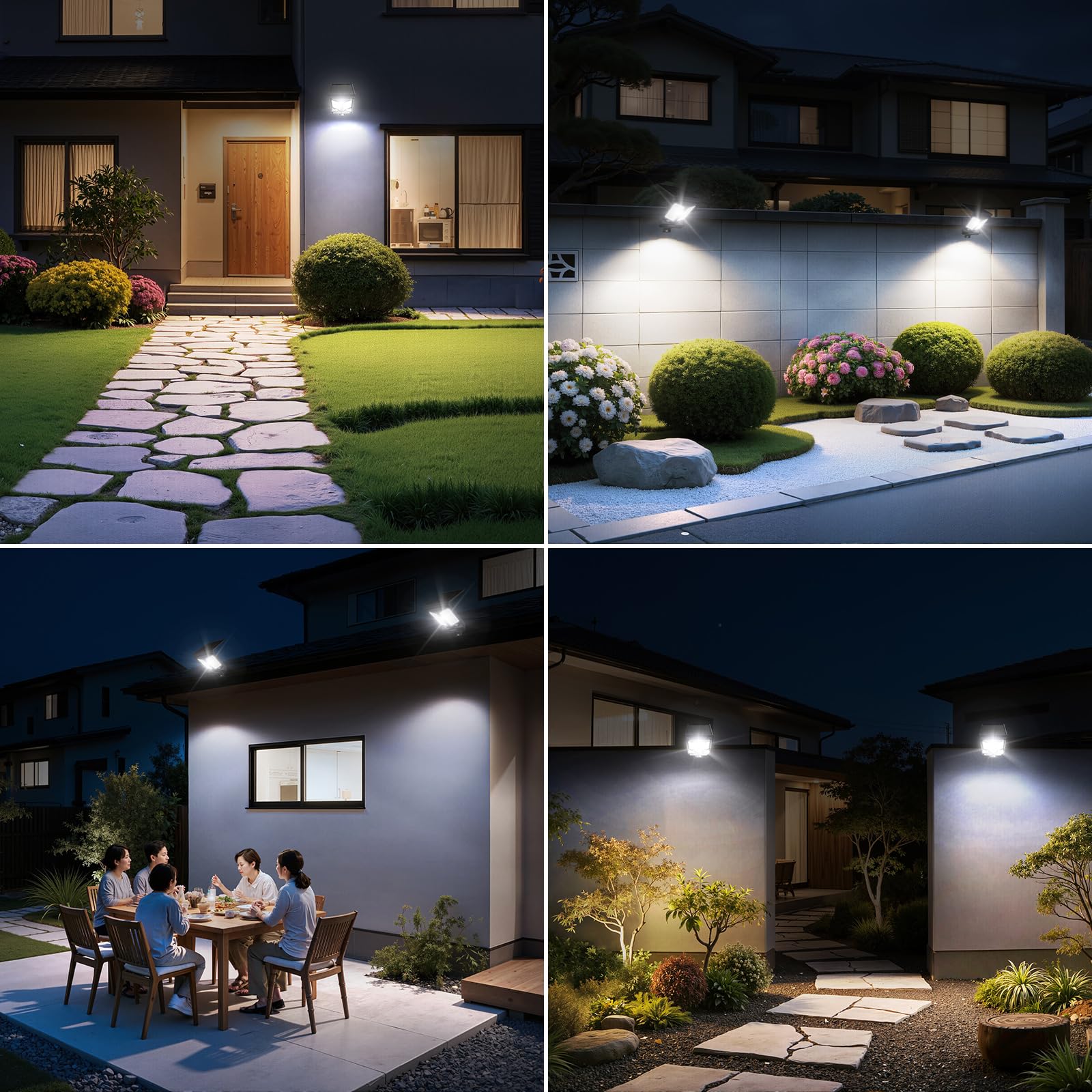 INTELAMP Solarlampen für Außen mit Bewegungsmelder 4000mAh 1200LM (2) | Fernbedienung, Timer & Dimmer, 180° Dual-Sensor, keine Störung benachbarter Leuchten, IP65, ideal für Garage, Hof & Garten