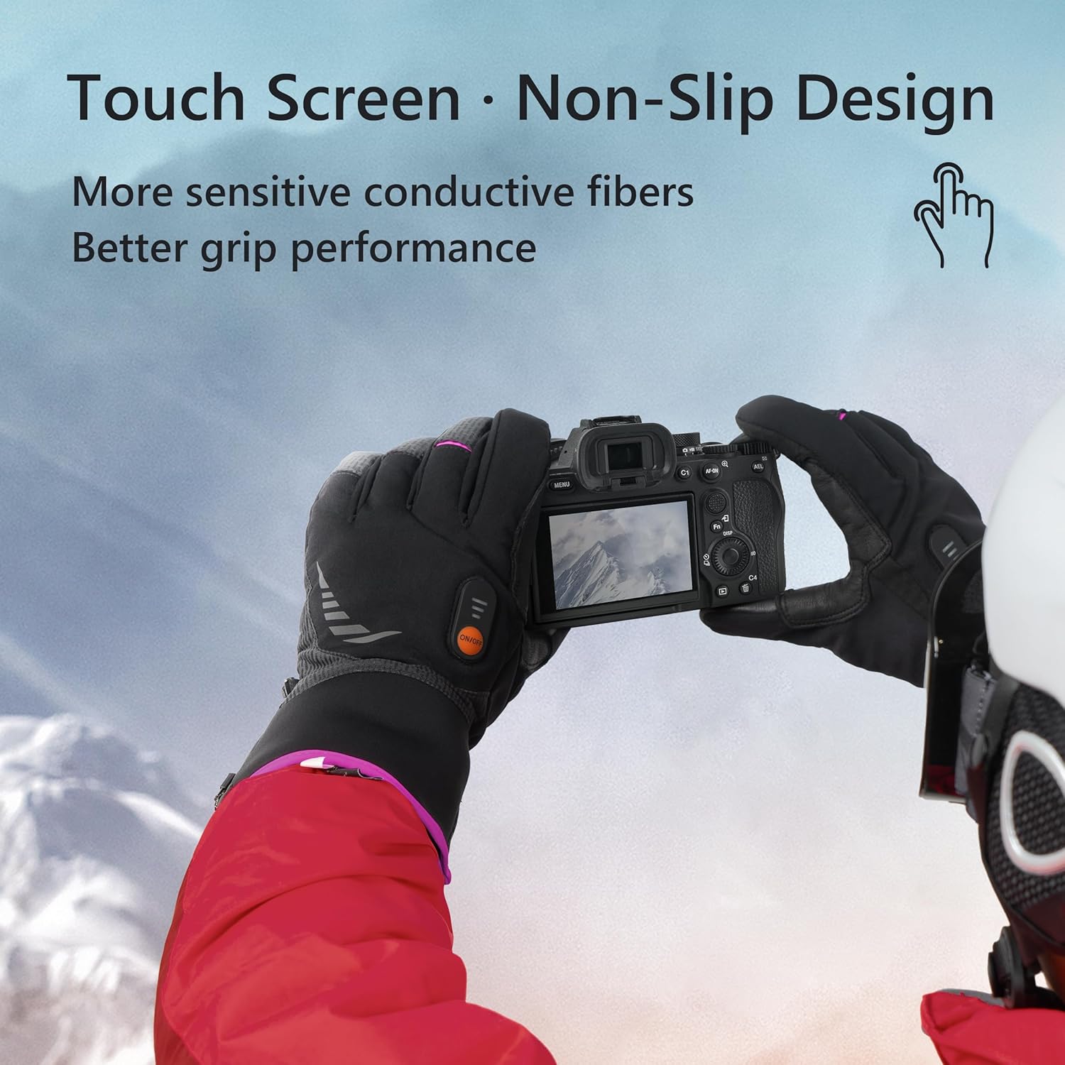 Heated Gloves for Men Women, Rechargeable Waterproof Heated Work Gloves with Arthritis Raynaud's Relief for Ski Golf Hiking Driving (Black+Purple, X-Large)