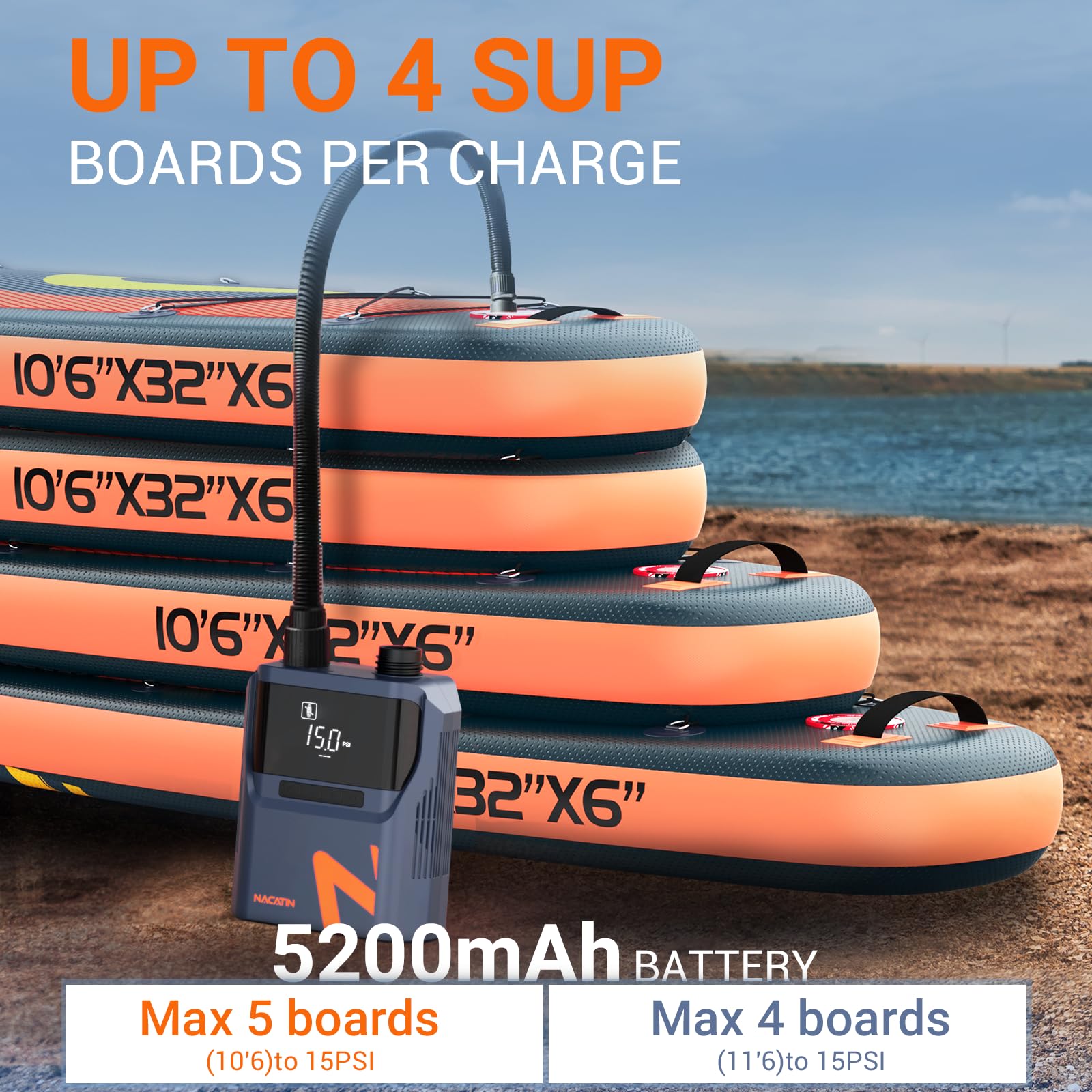 Pompe à pagaie électrique de 50 psi, pompe à air double moteur SUP à arrêt automatique, pompe électrique pour planches à pagaie, voitures, matelas pneumatiques