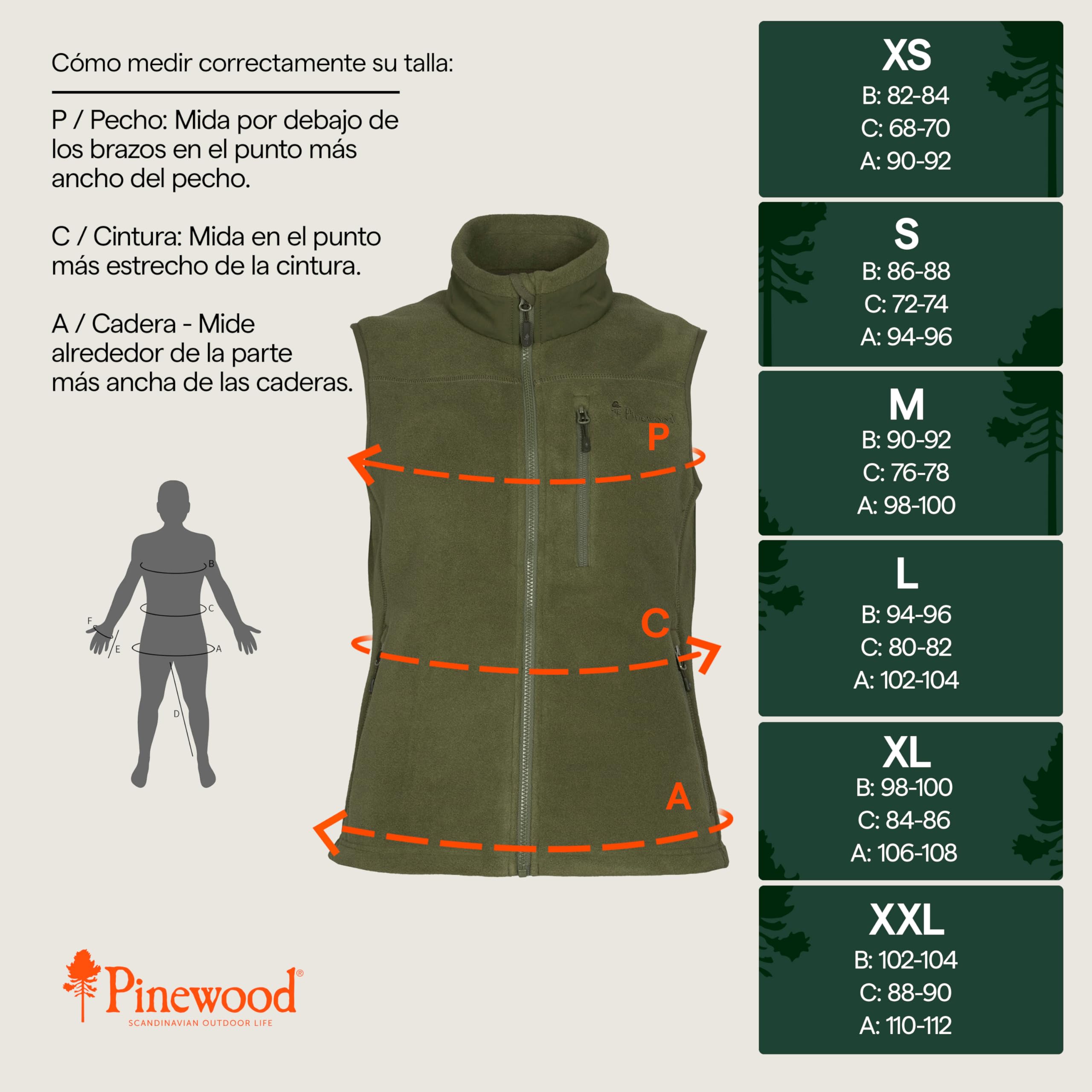 Pinewood Chaleco Forro Polar Mujer - Chaleco de Mujer de Forro Polar - Chaqueta Sin Mangas Mujer Fabricado 100% con Restos de Telas - Chaqueta Mujer Invierno para Caza y Senderismo al Aire Libre