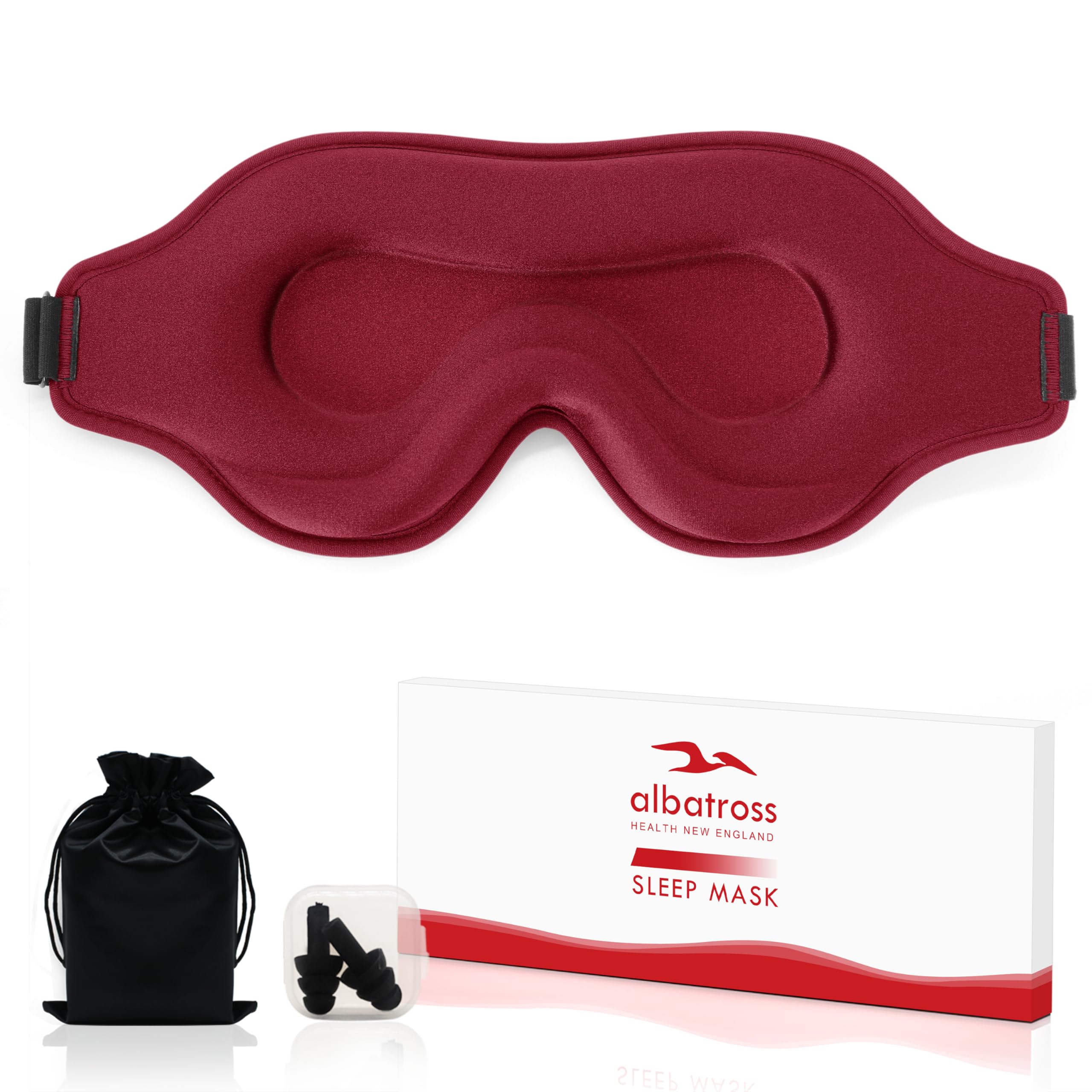 Sleep Eye Mask for Men Women, Lash Extensions 3D Sleeping Mask, Travel Blackout Night Blindfold Eye Shade Cover with Adjustable Strap (Red-3D)