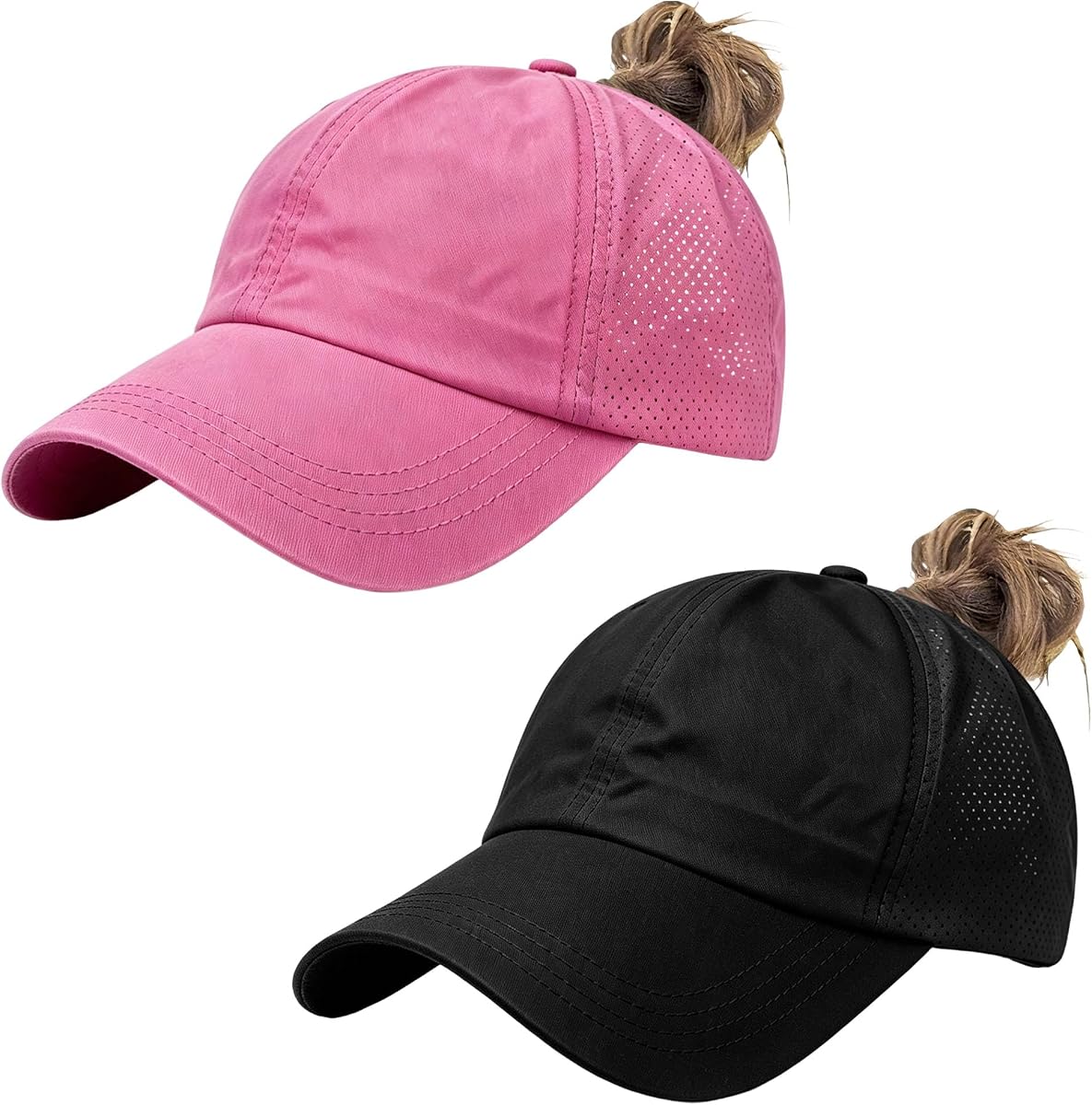 Paquete de 2 gorras de béisbol cruzadas para mujer, de secado rápido, protección UV, transpirable, para deportes al aire libre