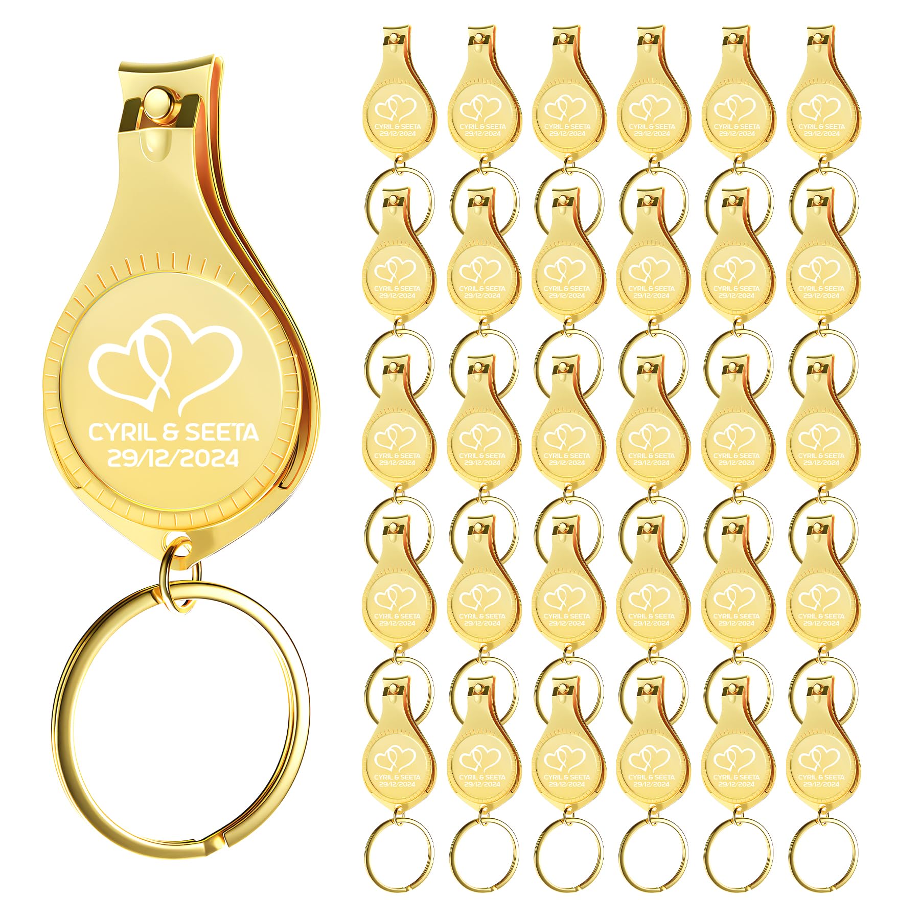 30pcs Personalized 4 in 1 Multi Function Bottle Opener, Gold Nail Clipper, Wedding Favors Brewery, Private Customized, Multitool Gifts for Men