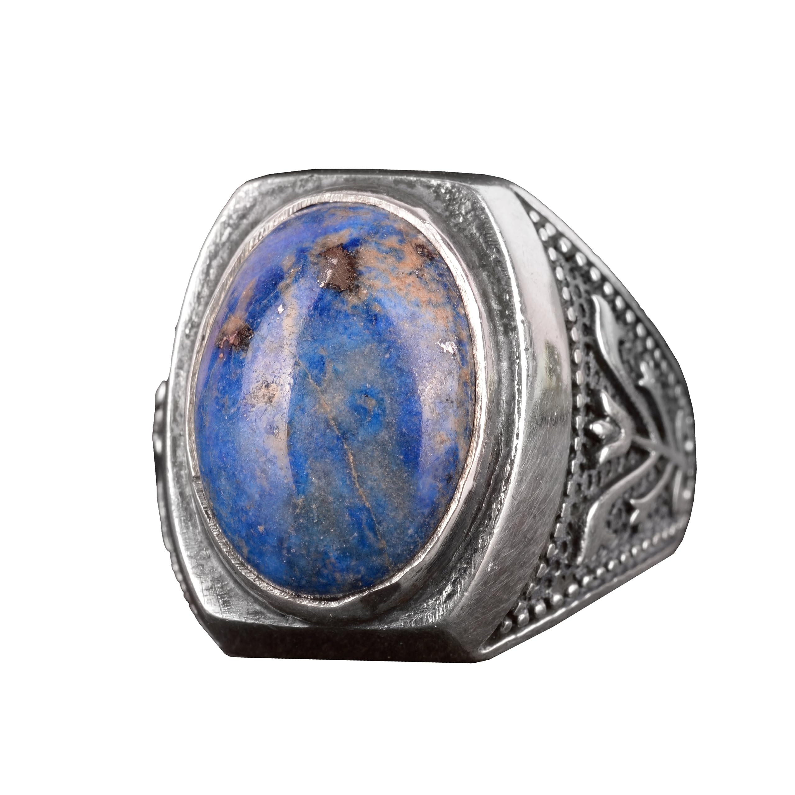 KAMBO Anillo de plata de ley 925 con piedras preciosas de lapislázuli natural