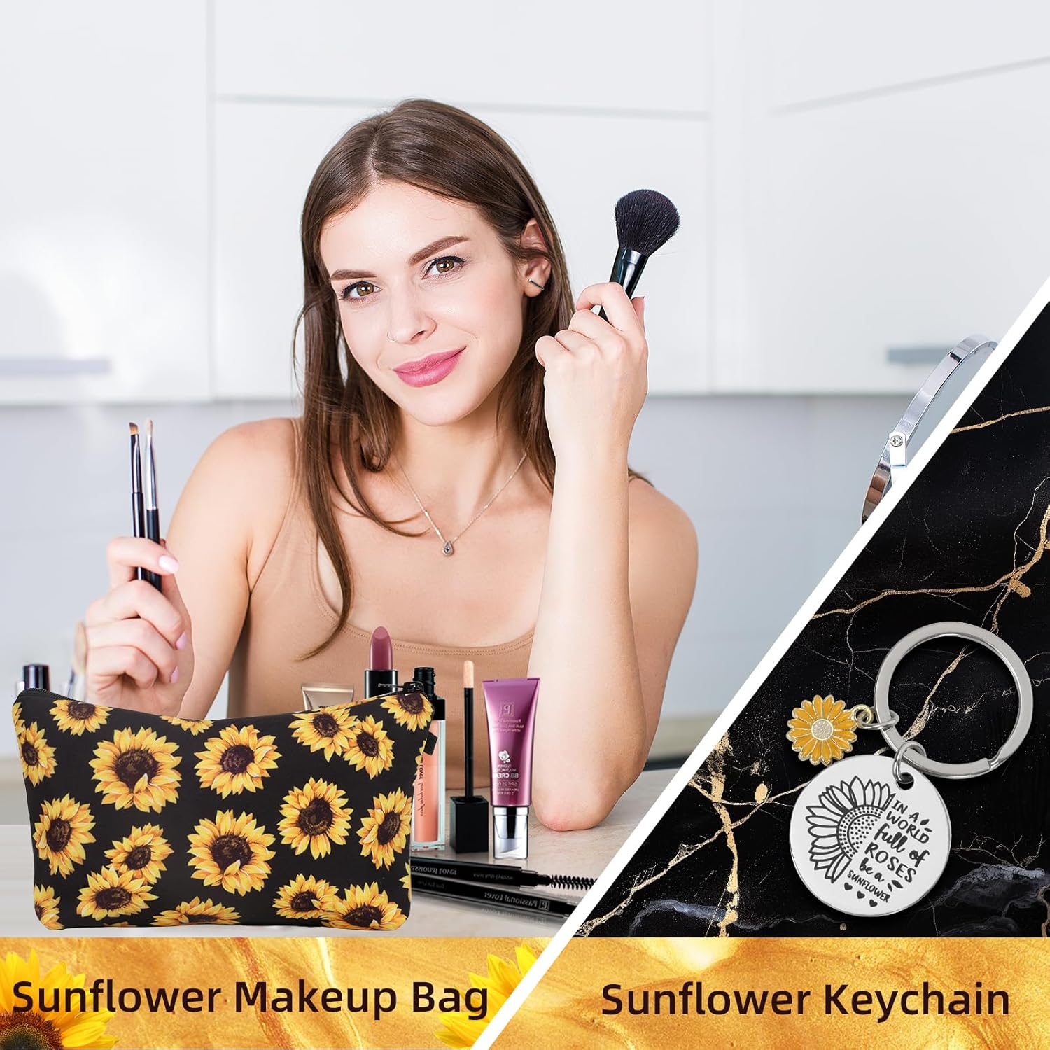 Macevia Sunflower Gifts for Women, Unique Inspirational Spa Get Well Soon Christmas Gift Box Thinking of You Basket Birthday Gift Set For Mom, Best Friends, Sister, Girlfriend, Wife, Teacher