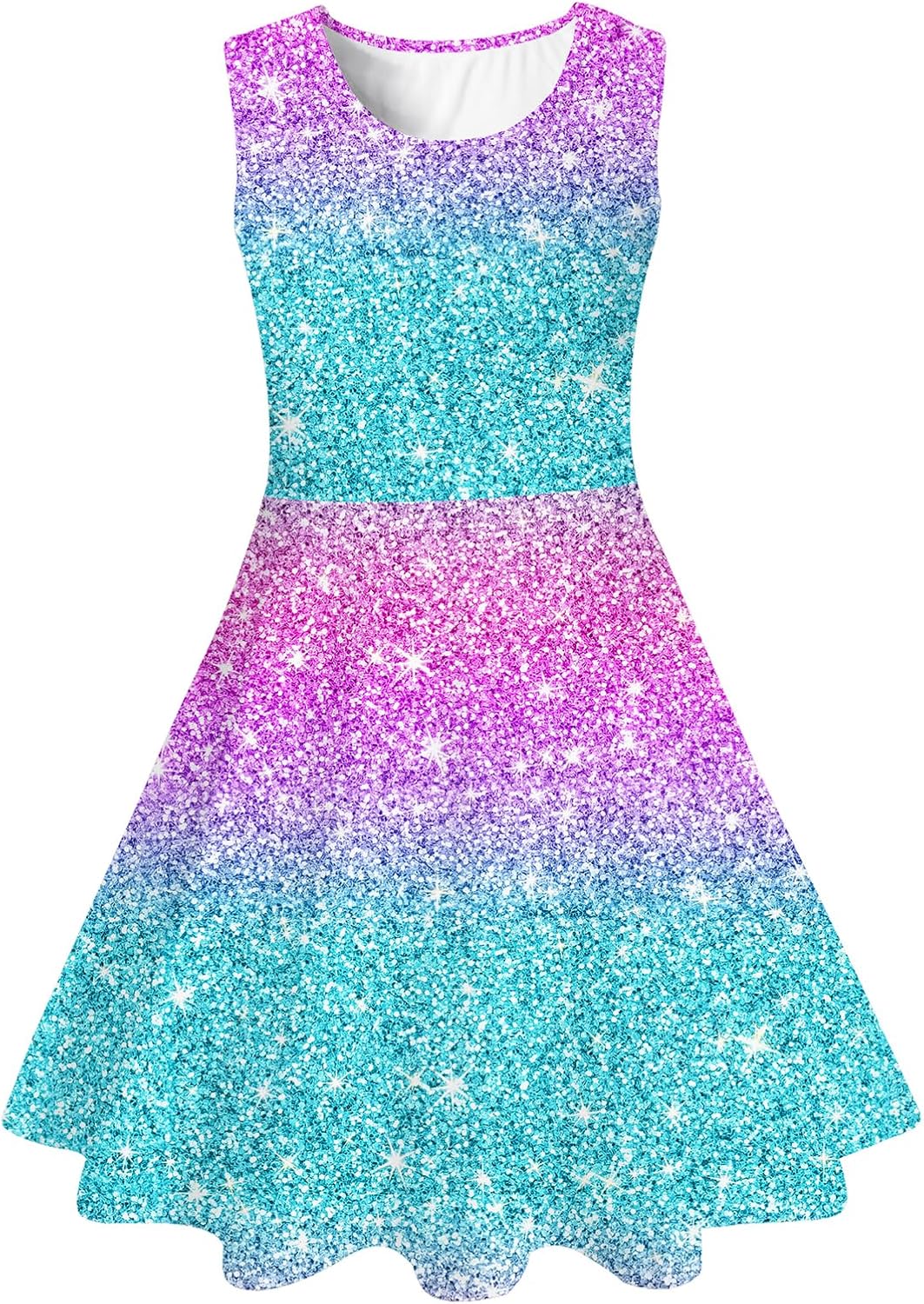 Girls Sleeveless Dress Round Neck Floral