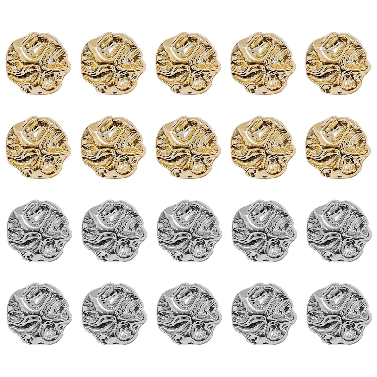 Nidhfg Gold 20 Pieces Of Clothing Buttons, Irregular Design Buttons, Fashionable Buttons, Creative Decorative Buttons, Clothing Accessories.