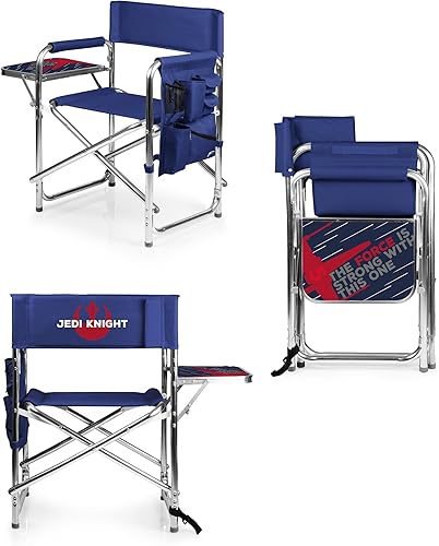 Miniatura 5 de PICNIC TIME Star Wars Jedi Knight Silla deportiva con mesa auxiliar, silla de playa, silla de campamento para adultos (azul marino) 36.6 x 18.5 x