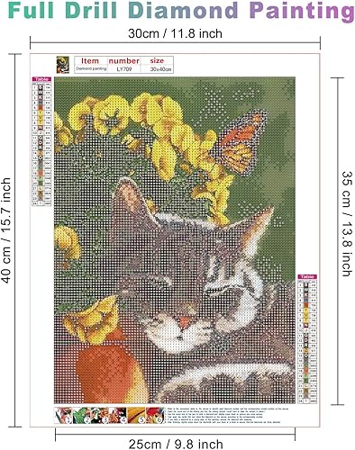 Miniatura 2 de KEOOID Kits de pintura de diamantes de flores para adultos, niños y principiantes, arte redondo con gemas de gato y mariposa con diamantes 5D para