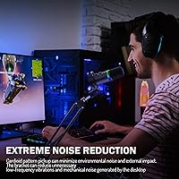 Vista 7 de JUOPIEA Kit de micrófono para juegos XLR/USB, micrófono dinámico para transmisión de podcasts, micrófono de PC con soporte de brazo Boom, luz RGB