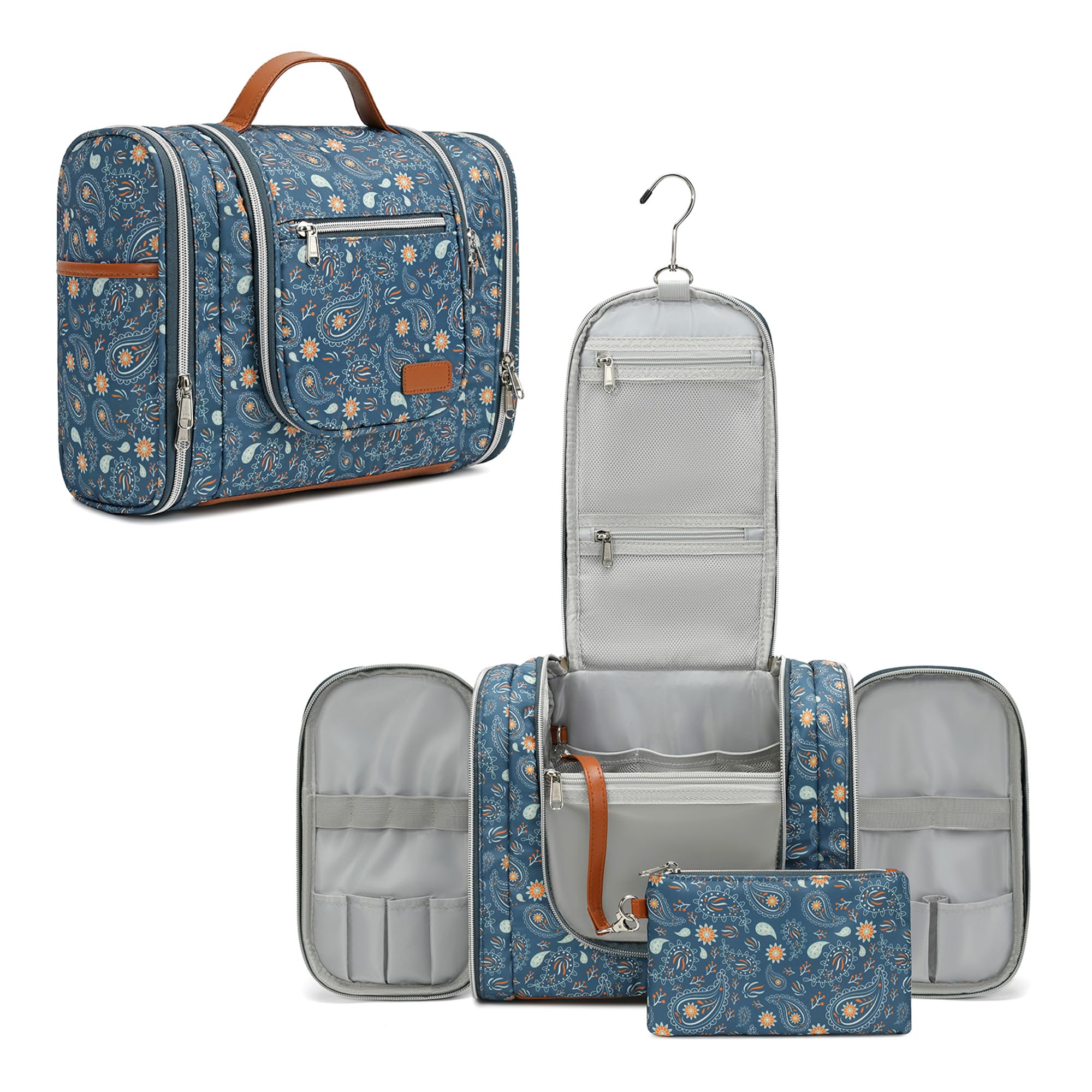 Pearl Angeli Kulturtasche Damen Gross, Kulturbeutel zum Aufhängen | Kosmetiktasche für Reise, Groß Waschbeutel, Makeup Organizer mit Haken und Griff, Wasserabweisende Tasche
