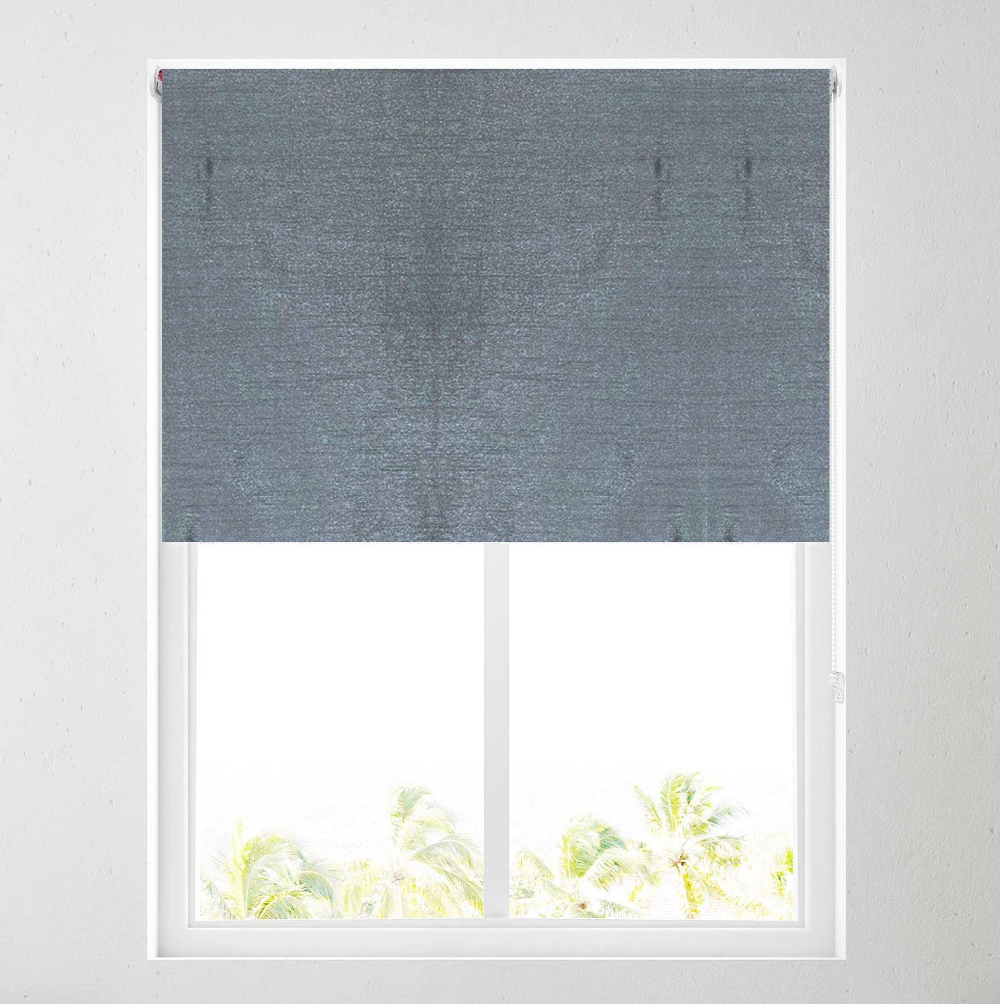 Barnes Blinds And Interiors Charcoal Faux Silk Thermal Blackout Roller Free Cut To Size (4Ft (122Cm))