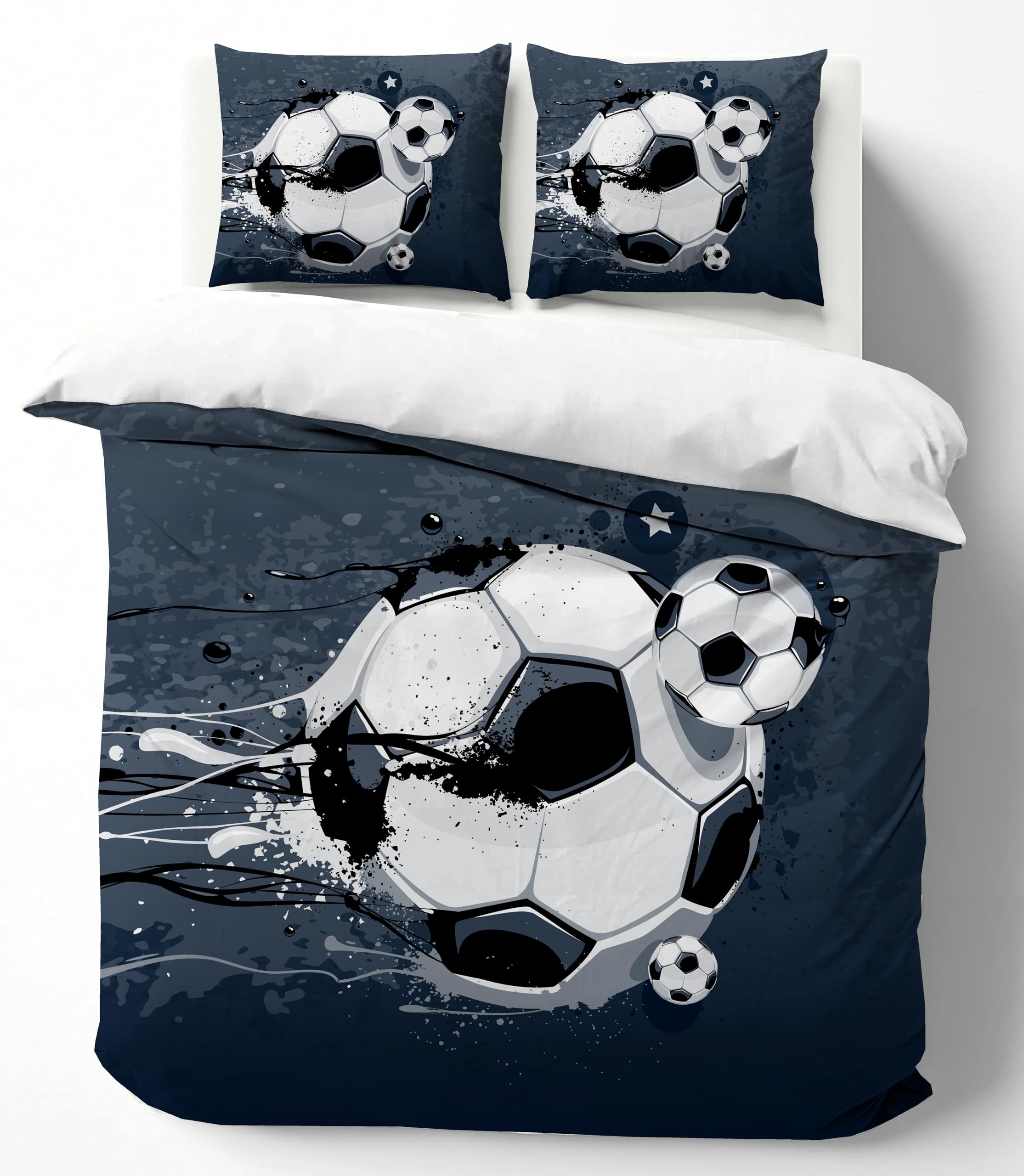 Adam Home 3D Digital Printed Football Duvet Cover Set With Pillowcases Home Bedroom Décor Microfiber King Bedding Set Made in UK |Soccer Ball