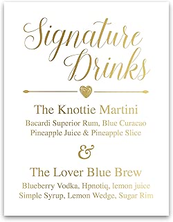 Signature Drinks Sign Gold Foil Wedding Signs Signature Cocktails Sign Bar Menu Sign Wedding Decor - coolthings.us