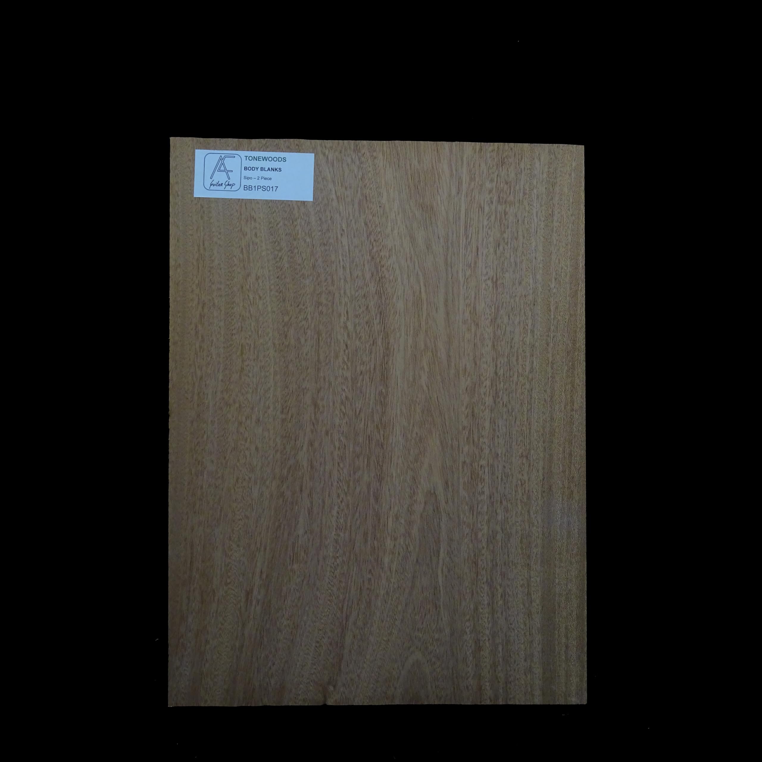 Guitar Body Blank Mahogany Sipo AC Premium BB1PS017 en un seul morceau calibré pour lutherie