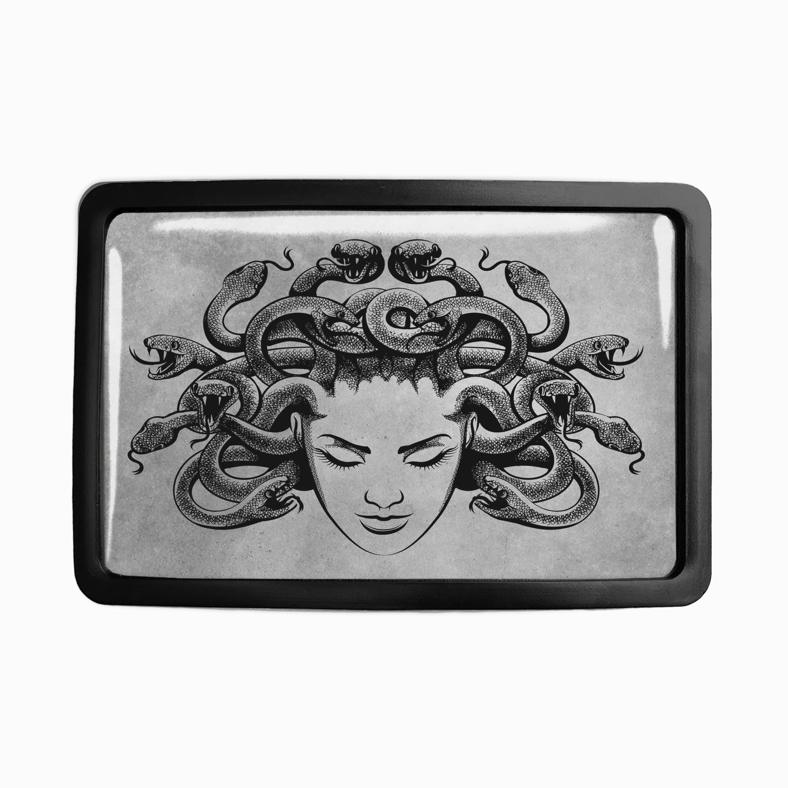 Medusa Belt Buckle - Greek Mythology Female Monster Handmade Belt Buckle - 554-2 (Matte Black)