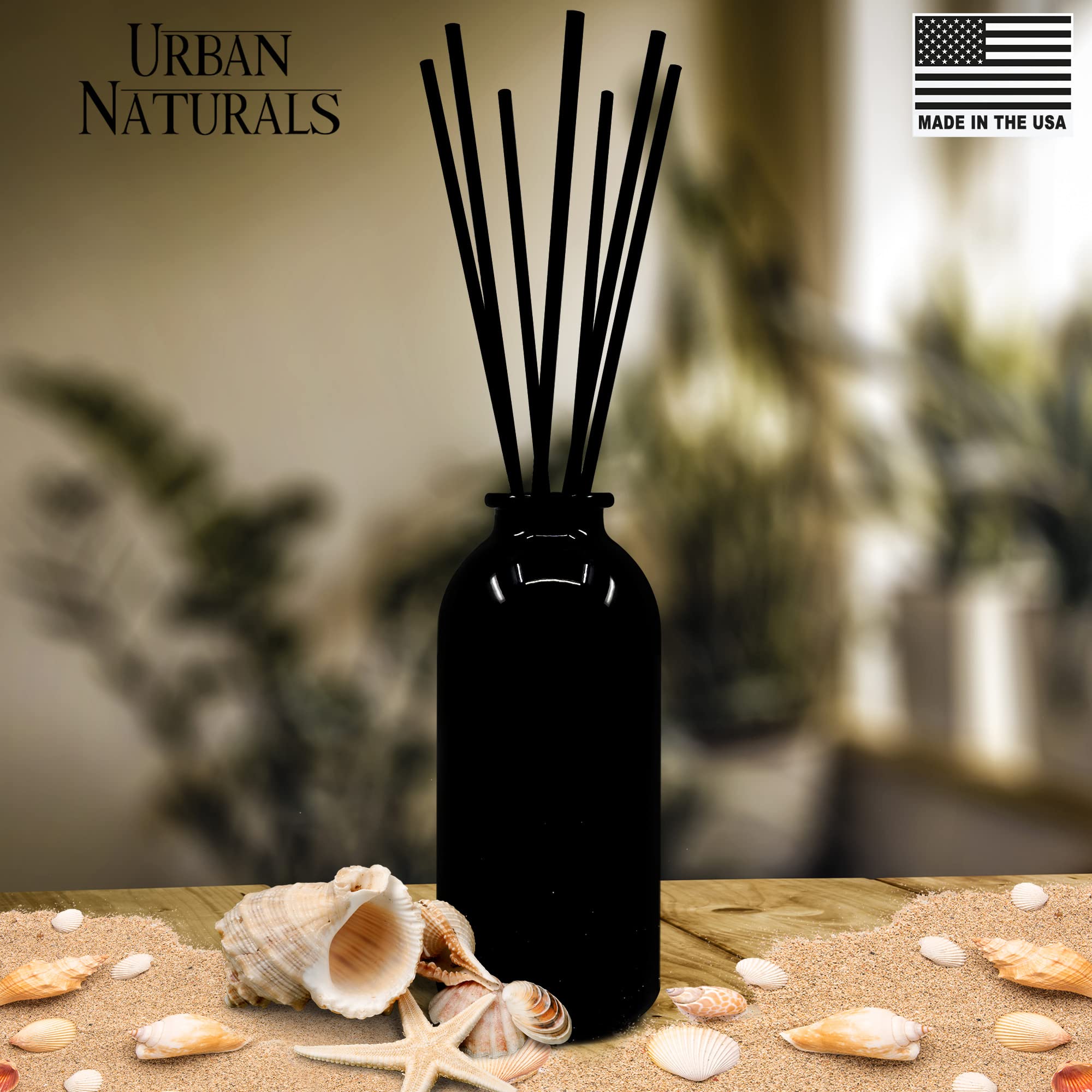 Urban Naturals Juego de difusor de varillas de niebla oceánica y sal marina | Hecho con aceites esenciales y botánicos reales | Ambientador decorativo para habitaciones grandes | Hermosa decoración