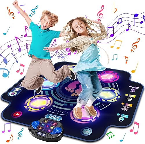 Tapete de baile para niños, almohadilla electrónica de baile con 6 botones iluminados y Bluetooth inalámbrico, tapete de juego de baile musical con