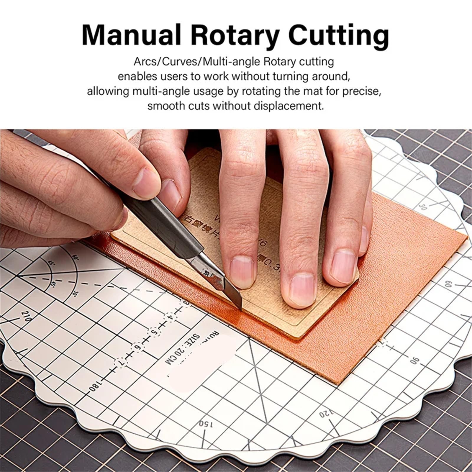 Tapete De Corte Tapete de corte giratorio manual, tablero circular tela, almohadilla autorreparadora for manualidades, herramientas cuero 8/12 pulgadas para coser(12 inch-1pcs)