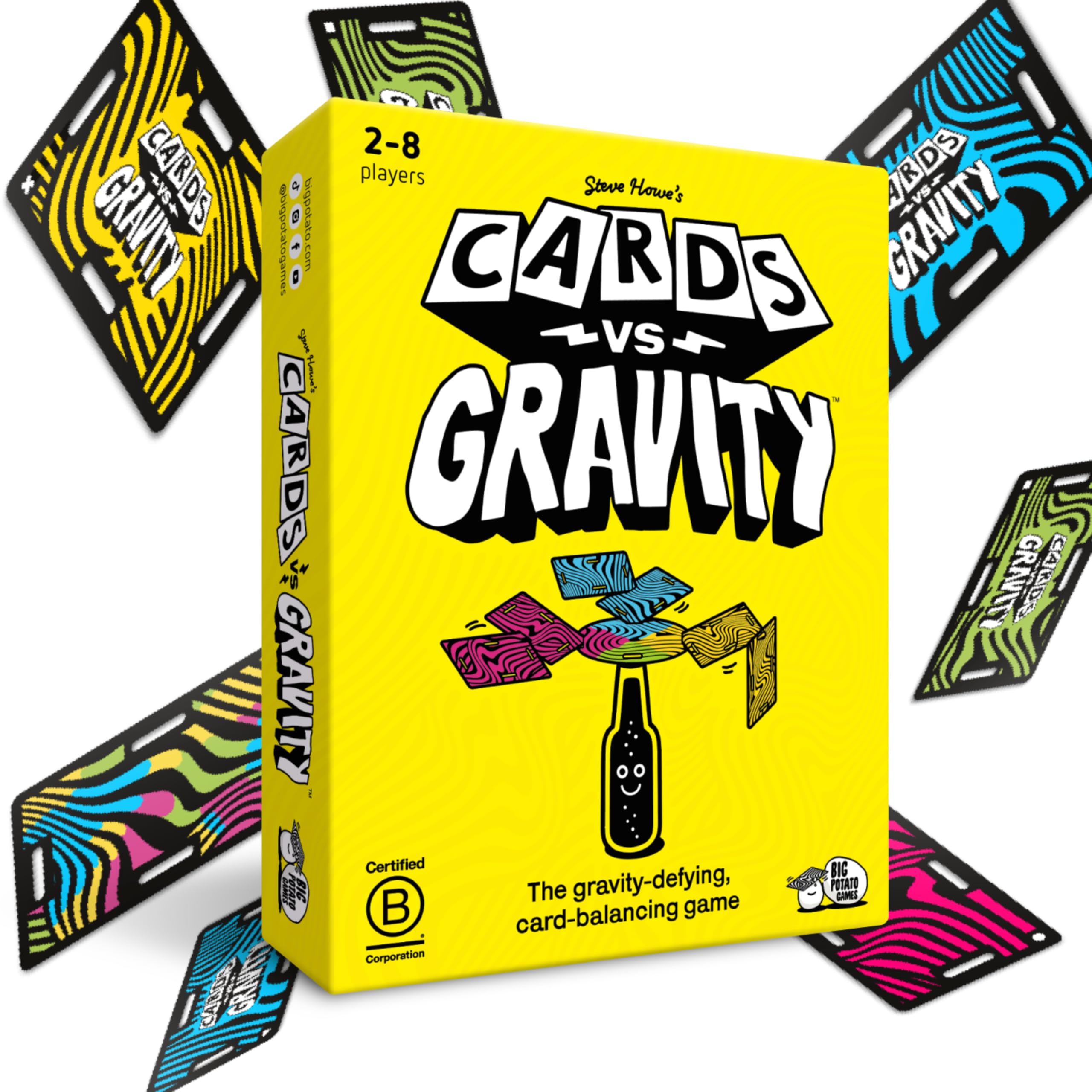 Big Potato Cards vs Gravity: Ultimate Stacking & Balancing Travel Game | Waterproof Card Game for Camping, Vacations & Family Fun | 2-4 Players