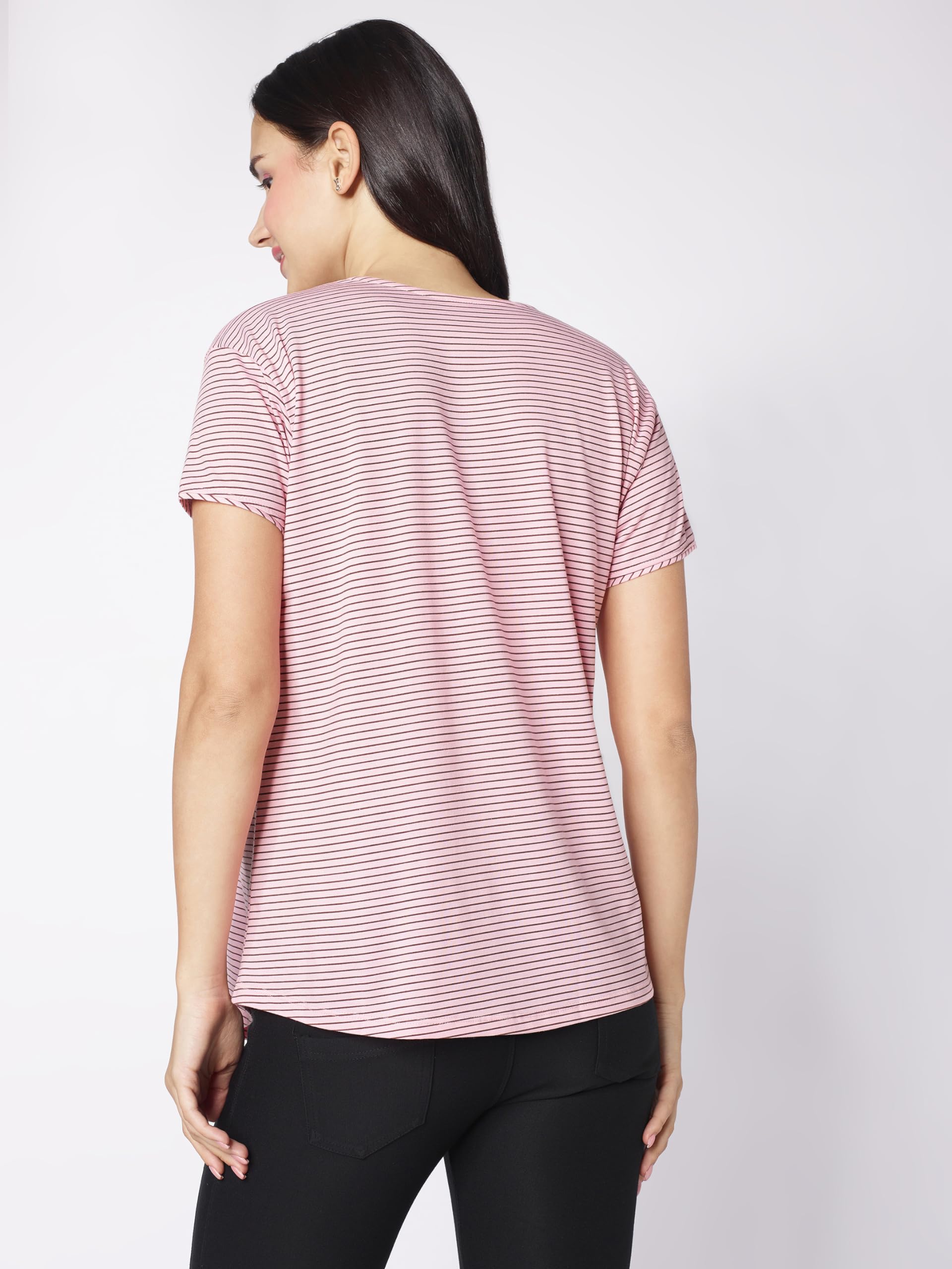 beebelle Women's Cotton Pink Stripe Print Feeding/Nursing/Maternity Tops 1146 - Image 5 thumbnail