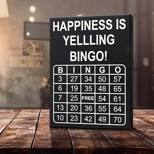 Miniatura 6 de JennyGems Regalos para amantes del bingo bonito letrero de bingo letrero de madera de bingo placa de bingo Queen letrero nocturno de juego de bingo