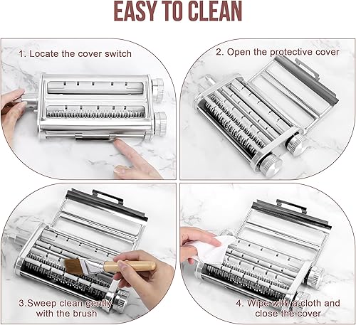 Miniatura 7 de Accesorio para hacer pasta para batidoras de pie KitchenAid, juego 3 en 1 con rodillo de pasta y cortador con cuchillas para espaguetis y