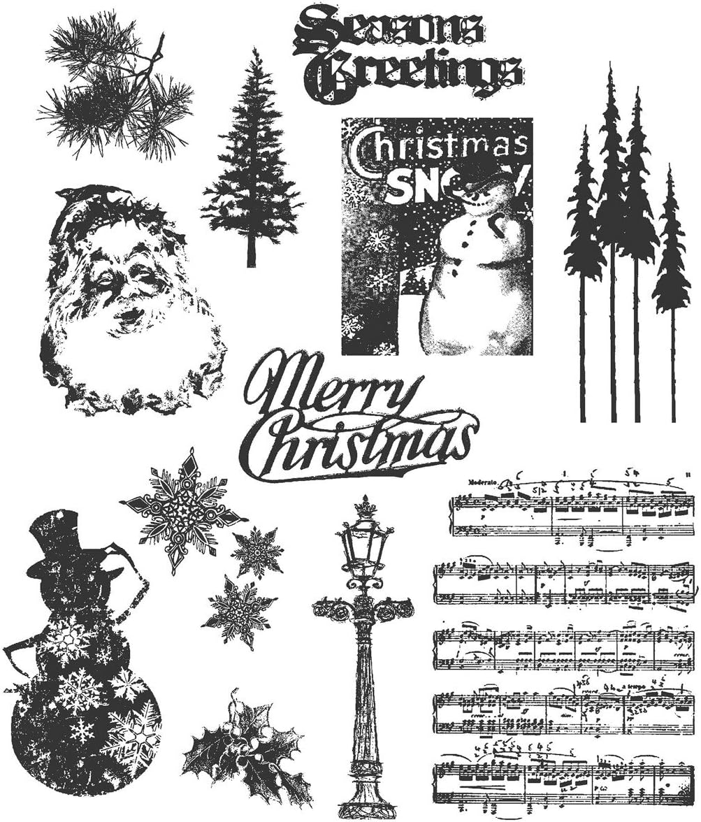 Stampers Anonymous Tim Holtz Cling Rubber Stamp Set, 7 by 8.5-Inch, Holidays No.2