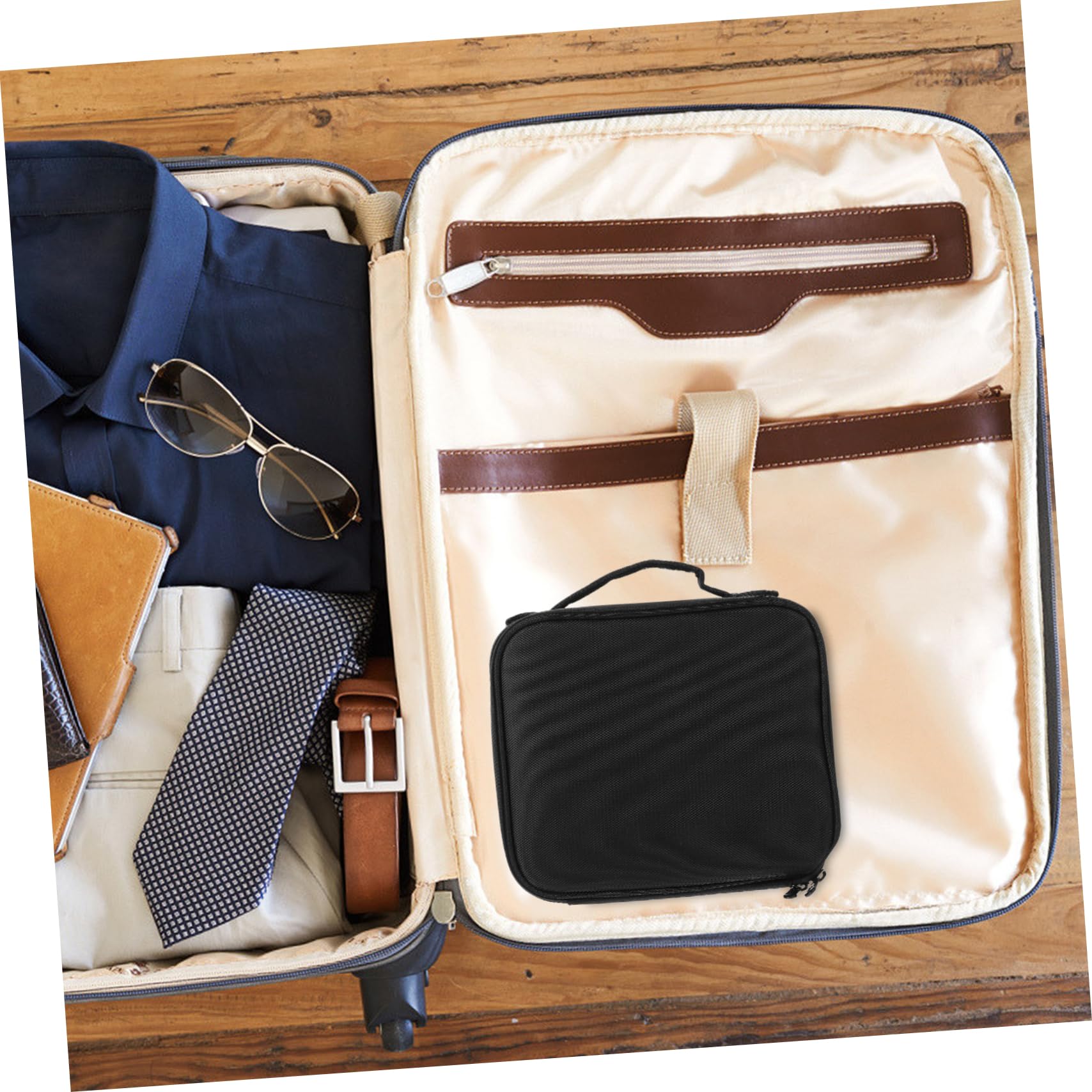 Trousse de Toilette de Voyage Multicouche, Nylon Noir, Portable
