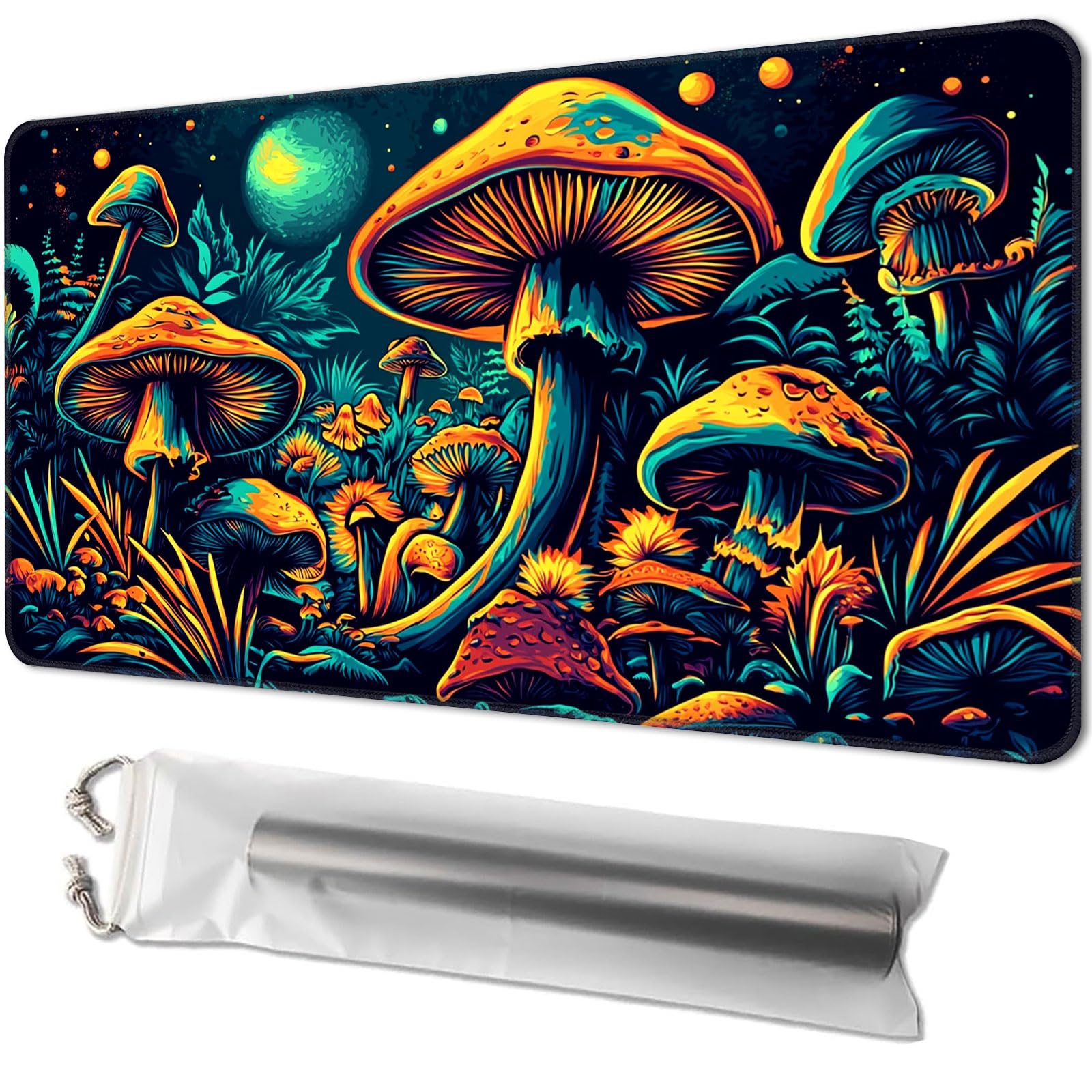 Playmat for TCG, with Free Storage Bags, Game Mat 24 x 14 inches, MTG and Board Game Mat for Cards, Ideal for Card Game Enthusiasts, Mushrooms 02