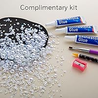 Vista 2 de 60g de perlas blancas de parte trasera plana con diamantes de imitación para manualidades, tamaño mixto de 3mm-10mm, color AB, redondas, mitad