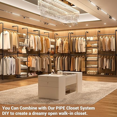 Miniatura 5 de Aheaplus Perchero industrial de tubo, perchero reversible de 6.42 pies para colgar ropa, resistente de 5 niveles para armario, perchero con