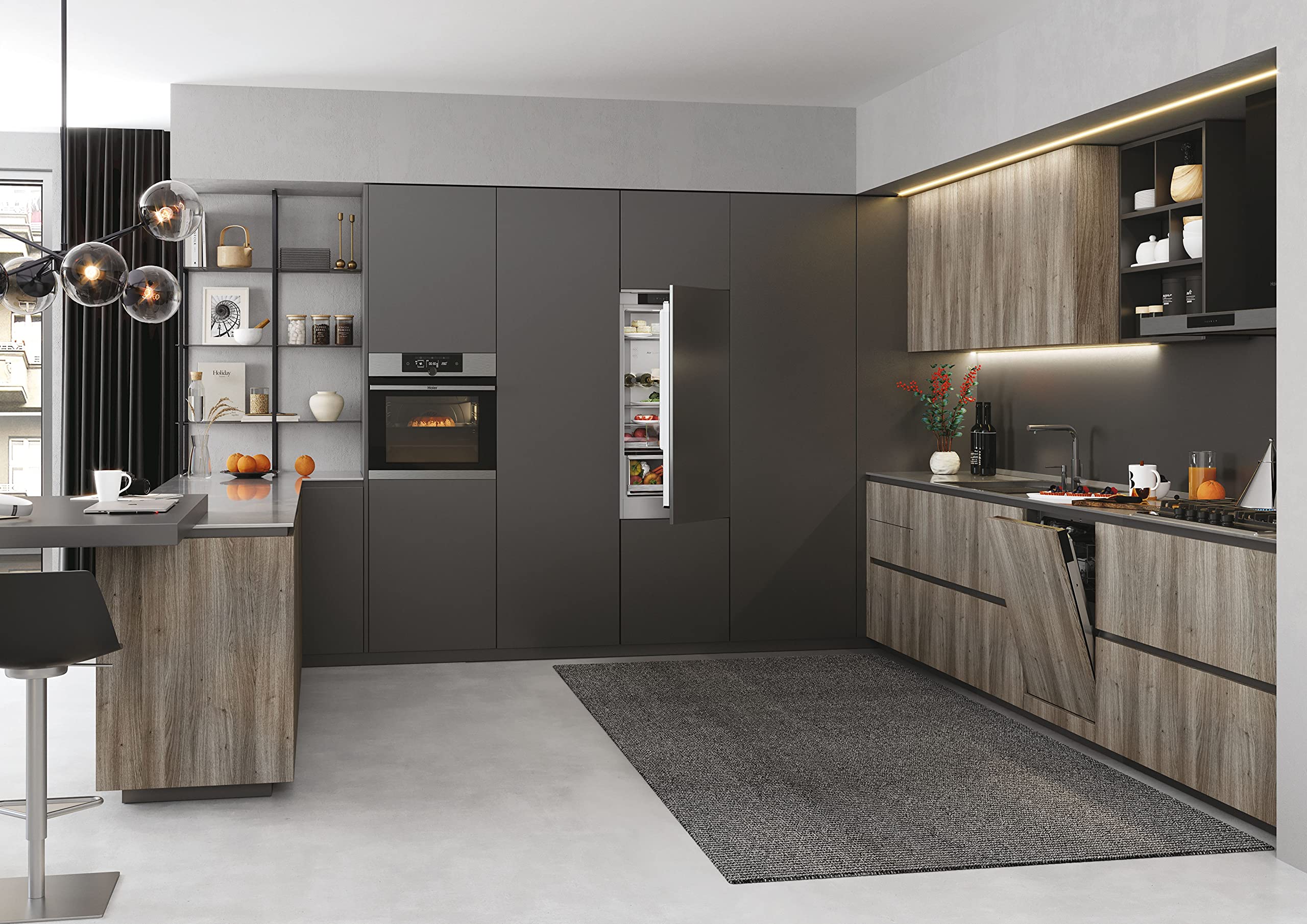 Haier I-Turn Series 2 HWO60SM2F9XH - Forno multifunzione, pirolitico, pulizia con acqualisi o pirolisi, connettività Wi-Fi, capacità 70 l, cottura multilivello, 13 funzioni, inox e nero